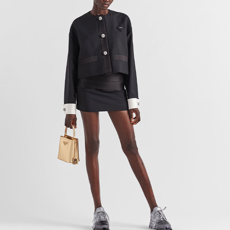 PRADA SS23 Cropped Coat Women's Black