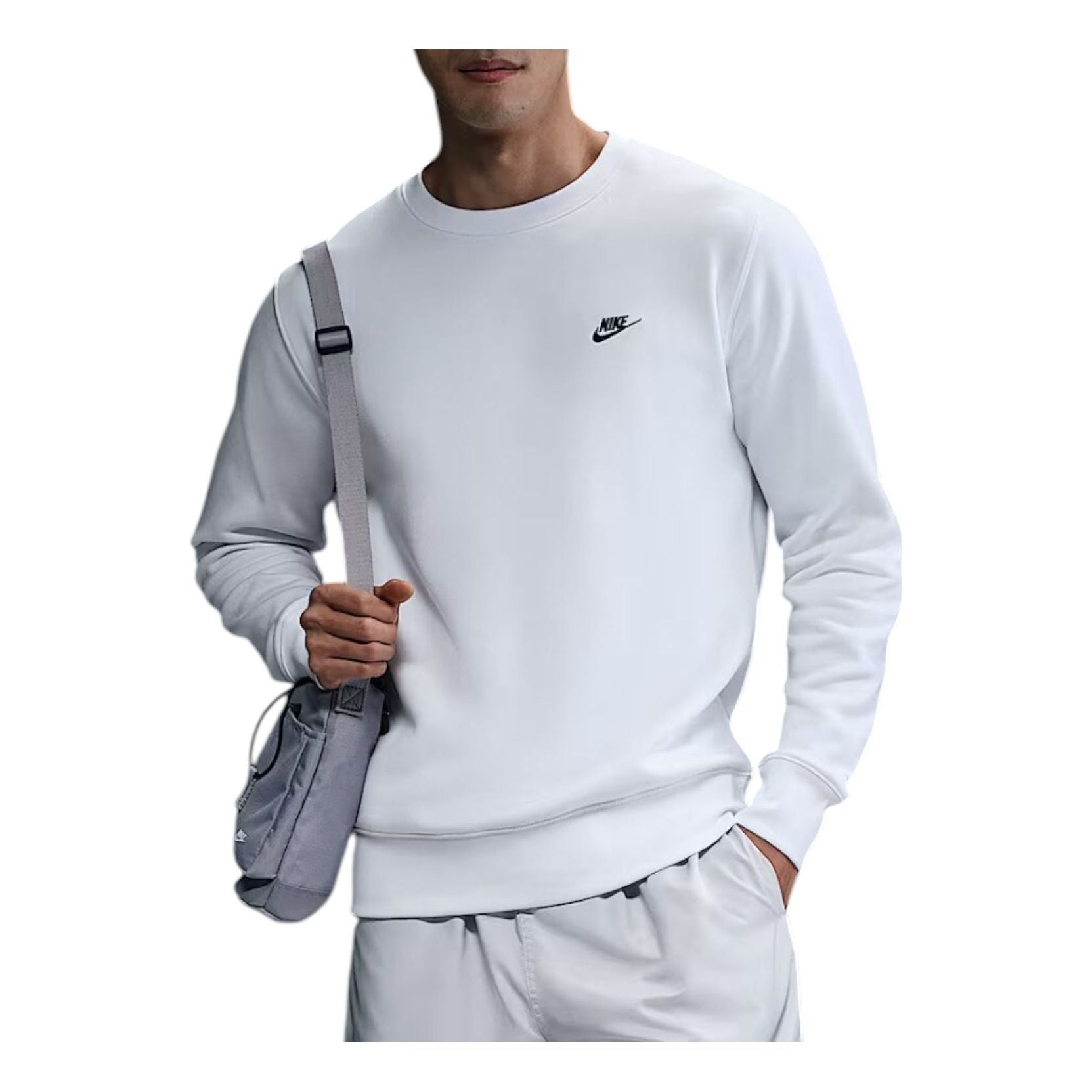 Nike Club Fleece Crew 'White Black' FN3886-100