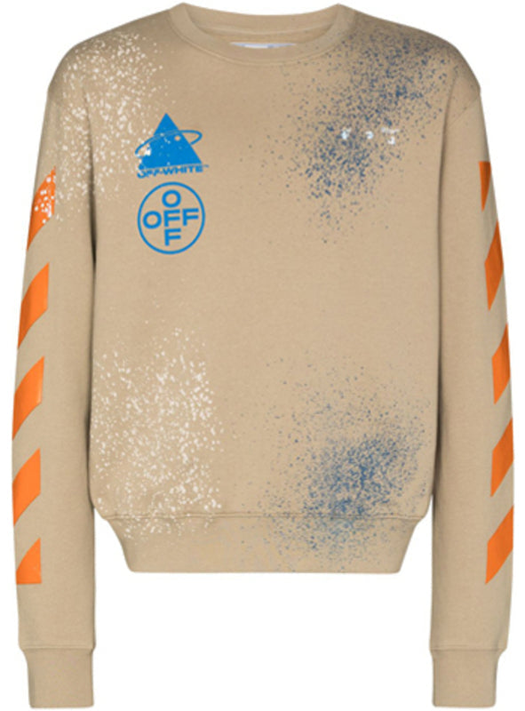 Off-White x Browns 50 Mens Paint-Splatter Round Neck Sweatshirt OMBA025G20FLE001