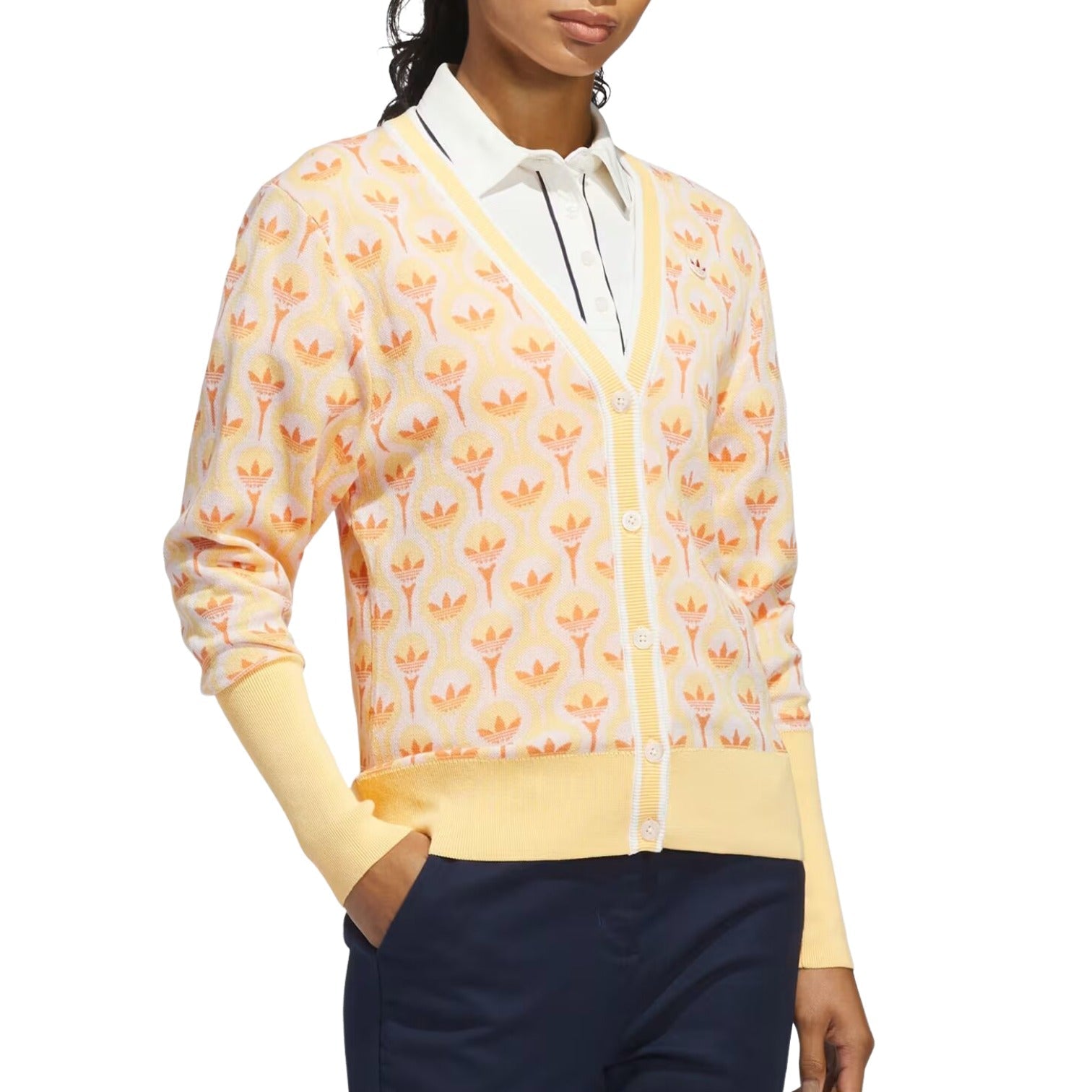 (WMNS) adidas All Over Cardigan 'White Ice Tangerine' KE7781