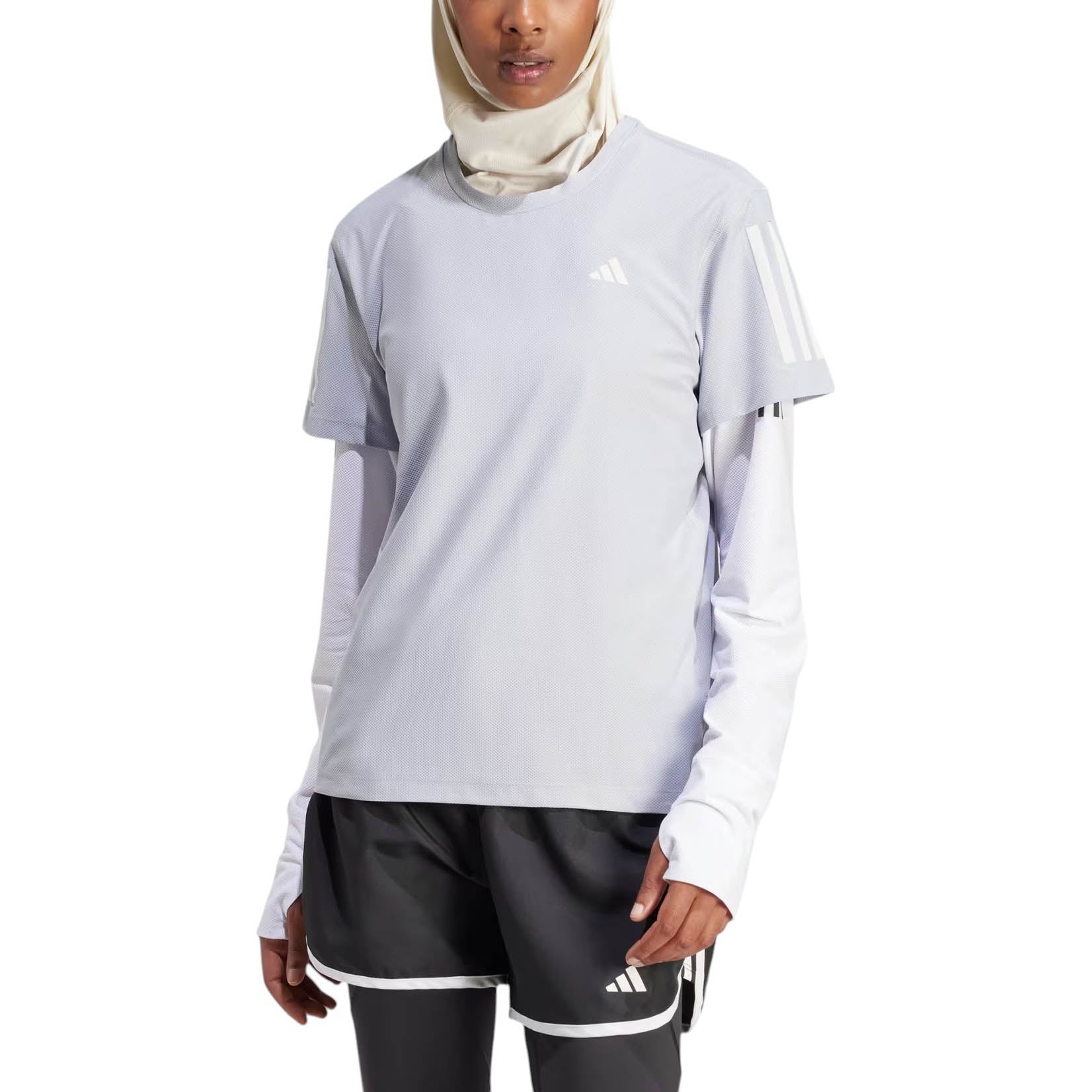(WMNS) adidas Own The Run T-shirt Asia Sizing 'Halo Silver' IP2041