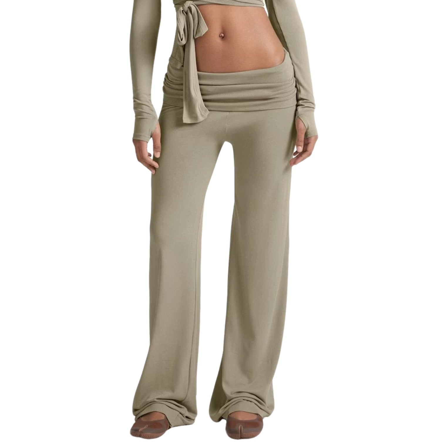 (WMNS) Nike x SKIMS Stretch Knit Foldover Wide Leg Pant 'Dune' PTLEG10176W-DNE