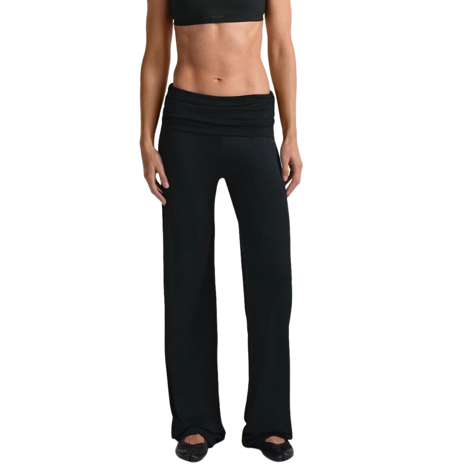 (WMNS) Nike x SKIMS Stretch Knit Foldover Wide Leg Pant 'Obsidian' PTLEG10176W-OBD