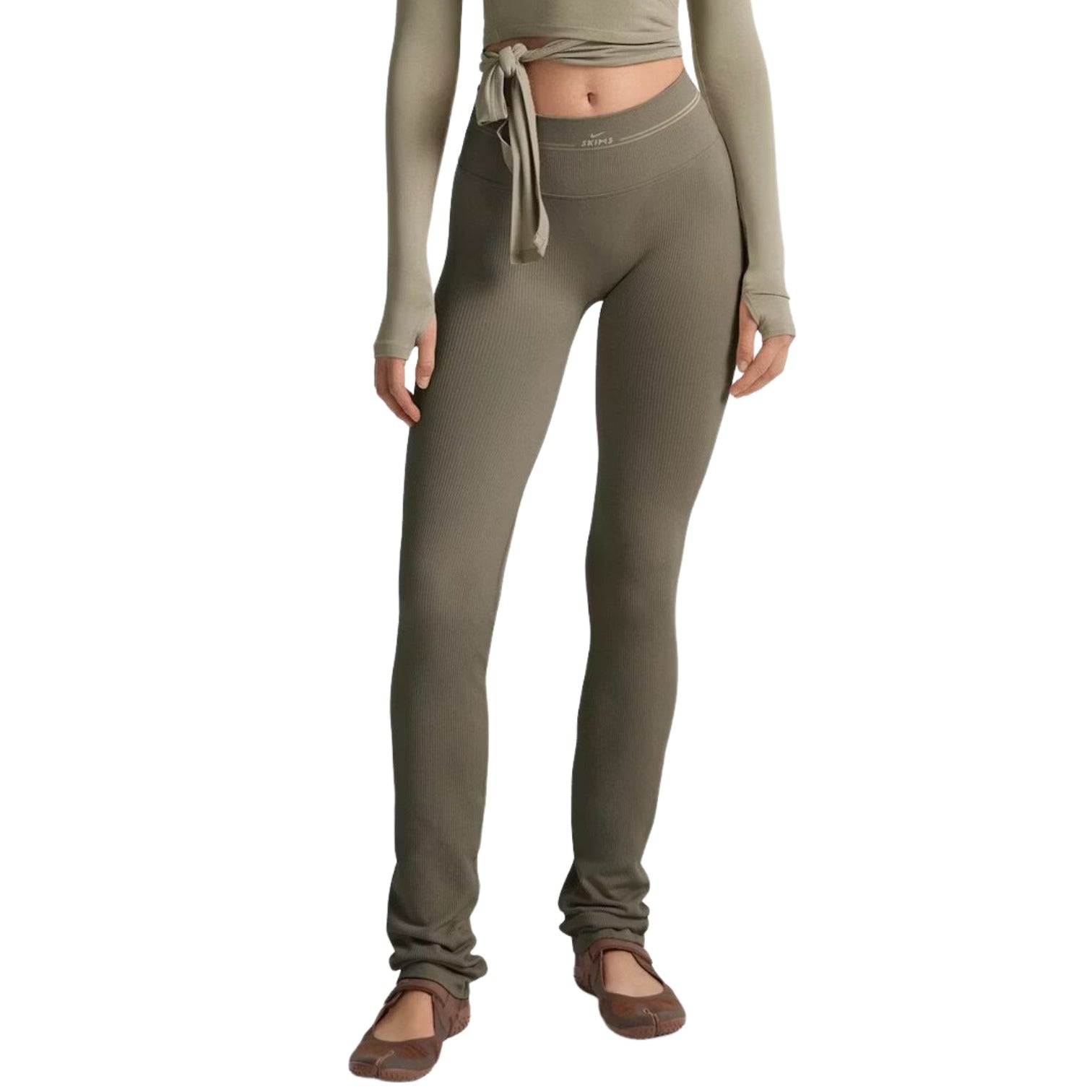 (WMNS) Nike x SKIMS Ribbed Seamless 34" Straight Legging 'Dusty Oakmoss' PTLEG9722W-DOD