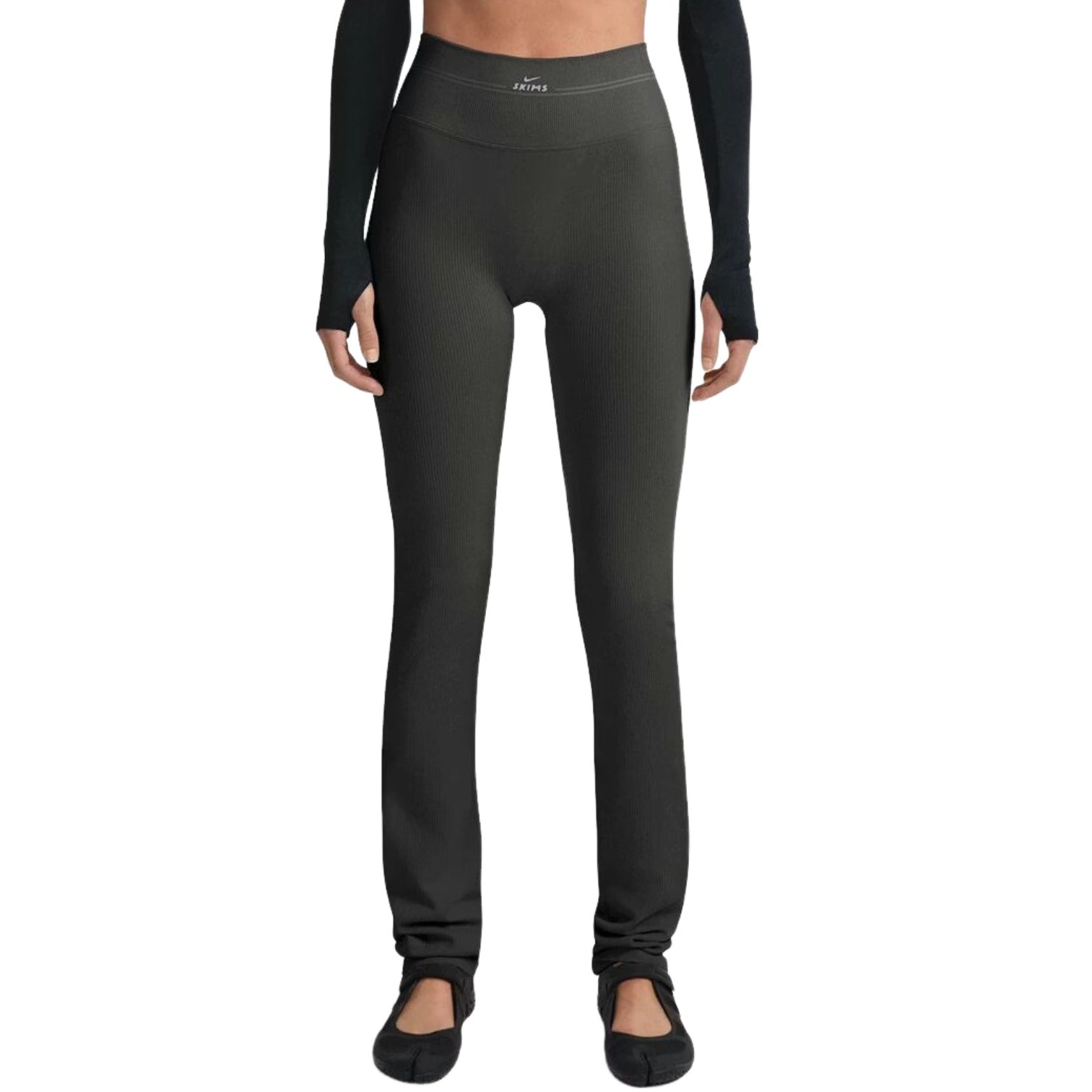 (WMNS) Nike x SKIMS Ribbed Seamless 34" Straight Legging 'Obsidian' PTLEG9722W-OAR