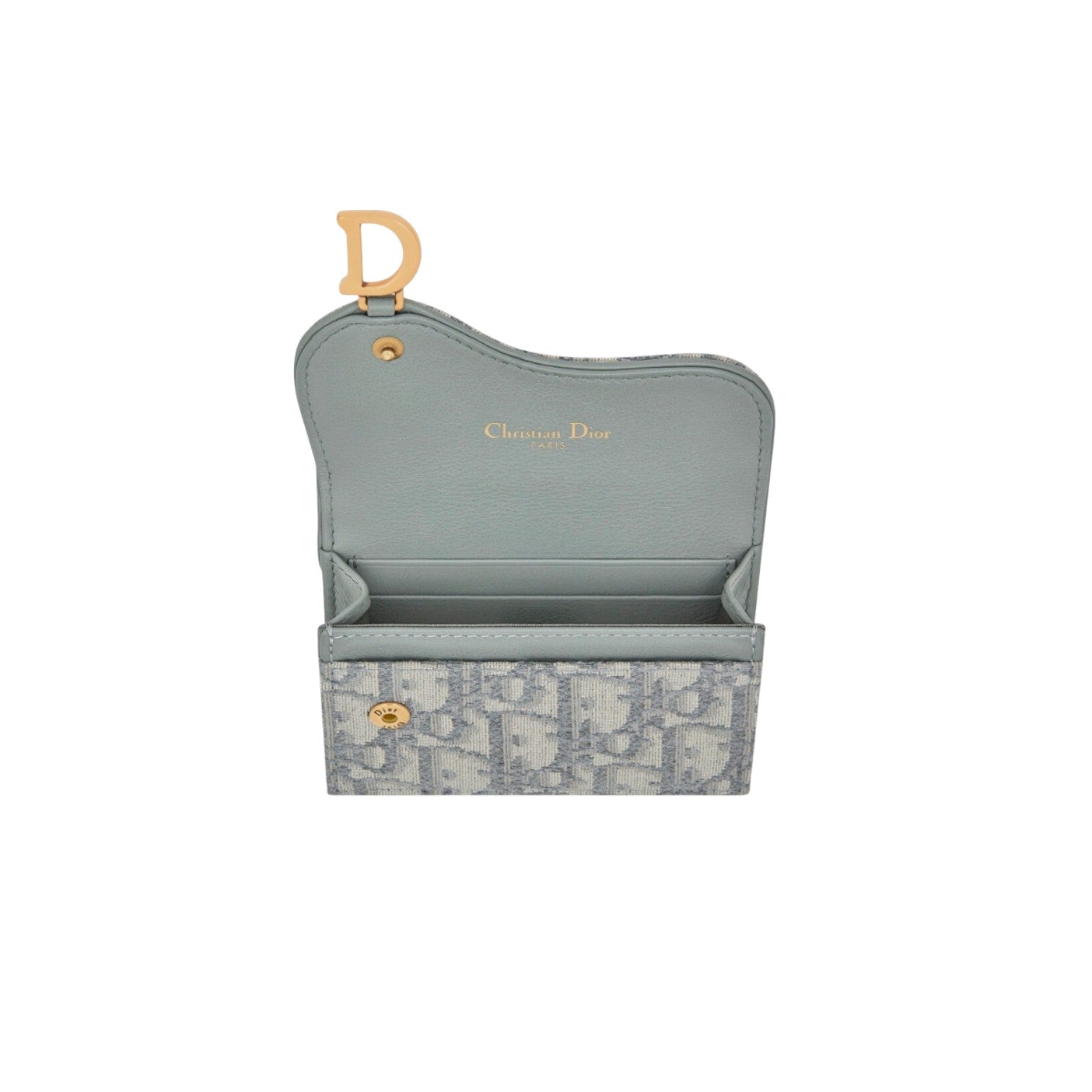 DIOR Saddle Flap Card Holder 'Grey Oblique Jacquard' S5611CTZQ-M932