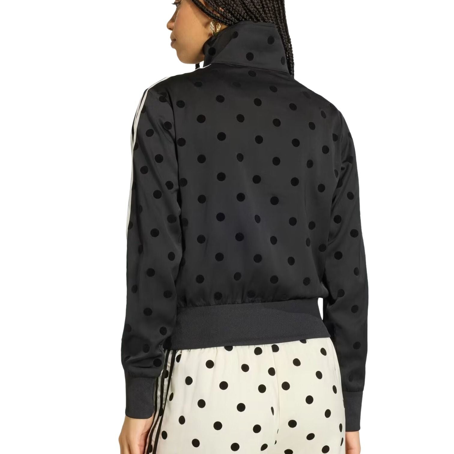 (WMNS) adidas Satin Polka Dots TT Track Jacket 'Black' KV1166