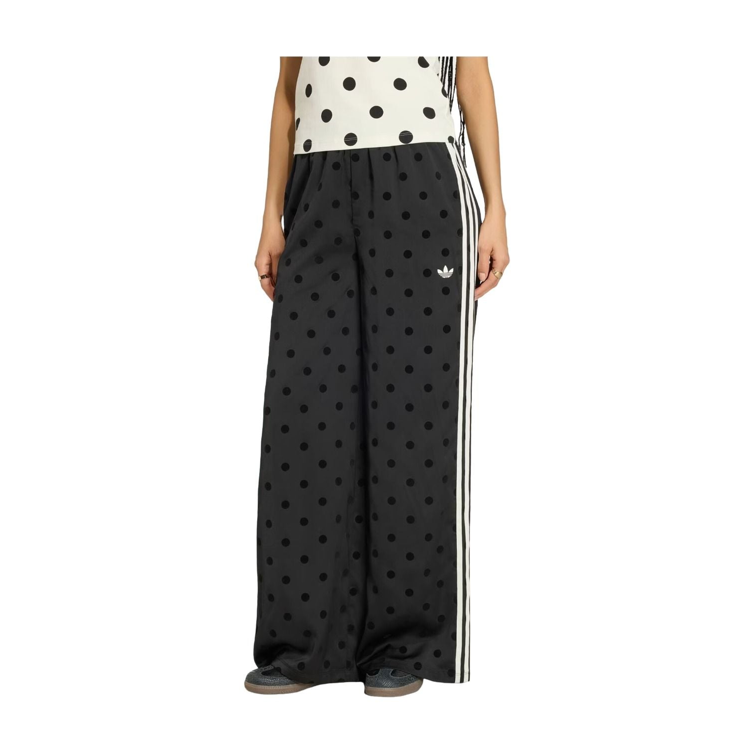 (WMNS) adidas Satin Polka Dots Wide Leg Pant Asia Sizing 'Black' KV1169