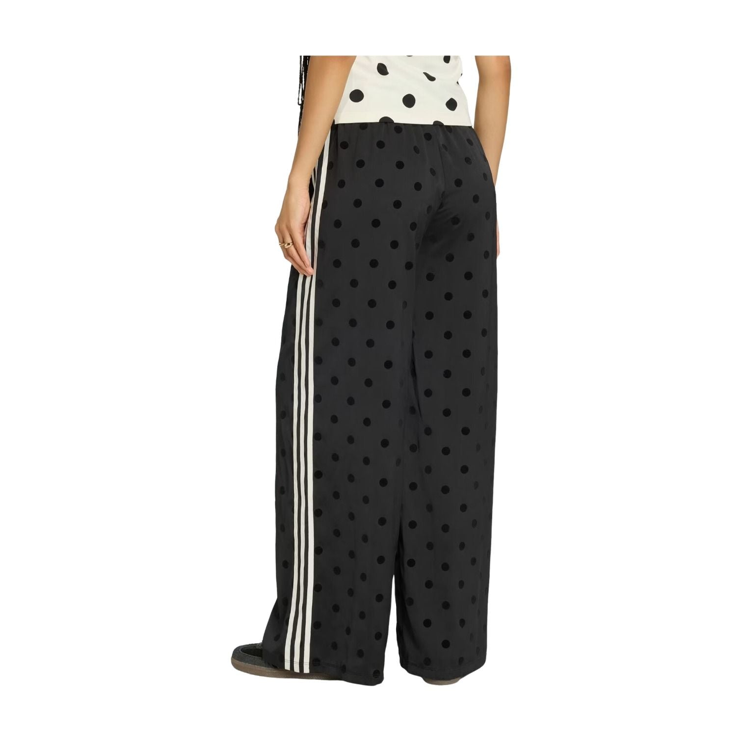 (WMNS) adidas Satin Polka Dots Wide Leg Pant Asia Sizing 'Black' KV1169