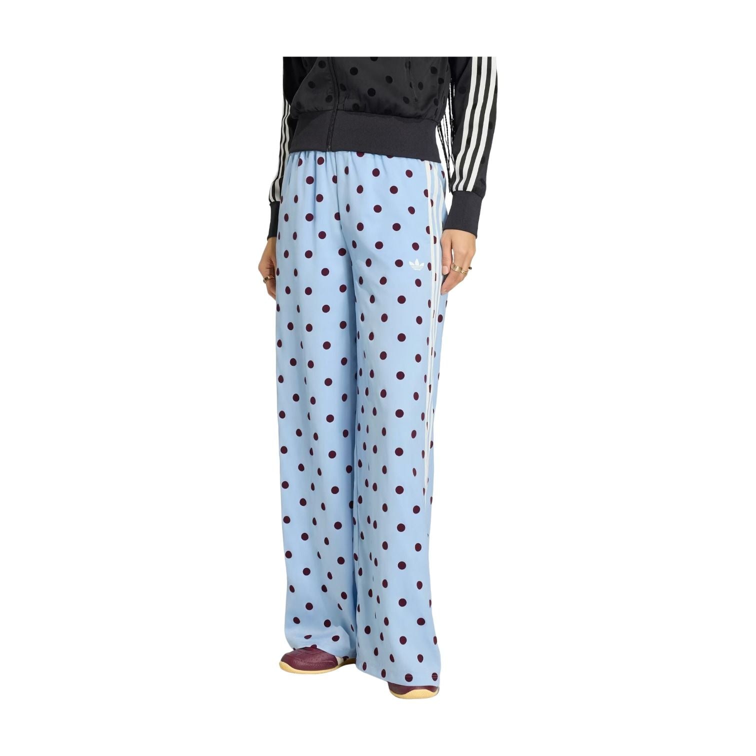 (WMNS) adidas Satin Polka Dots Wide Leg Pants Asia Sizing 'Clear Sky' KV1170