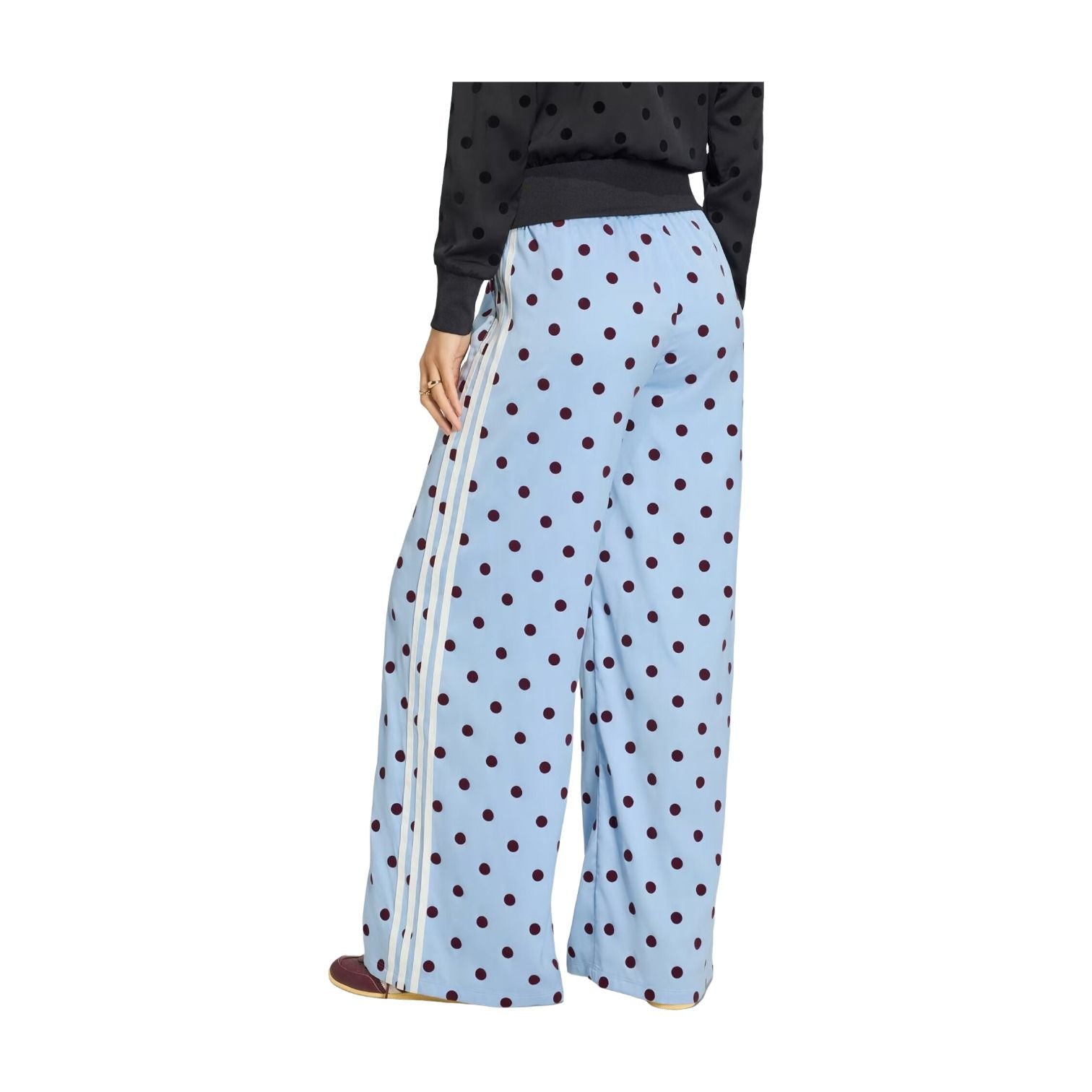 (WMNS) adidas Satin Polka Dots Wide Leg Pants Asia Sizing 'Clear Sky' KV1170