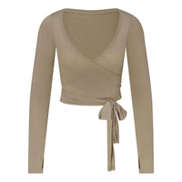 (WMNS) Nike x SKIMS Stretch Knit Wrap Long Sleeve Cropped Top 'Dune' LSLSL10088W-DNE