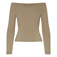(WMNS) Nike x SKIMS Stretch Knit Off-Shoulder Long Sleeve Top 'Dune' LSLSL10090W-DNE