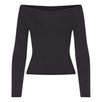 (WMNS) Nike x SKIMS Stretch Knit Off-Shoulder Long Sleeve Top 'Obsidian' LSLSL10090W-OBD