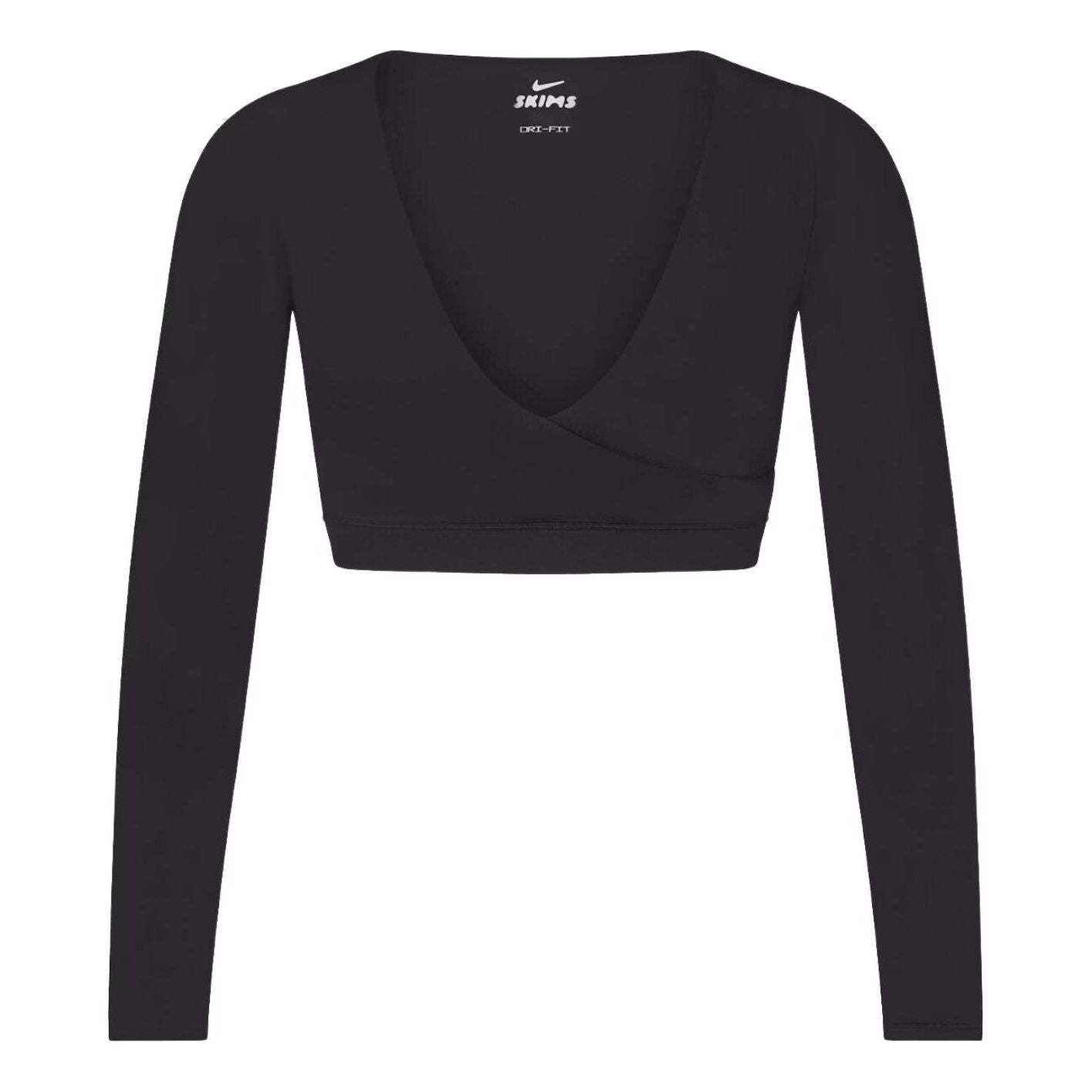 (WMNS) Nike x SKIMS Matte Wrap Long Sleeve Cropped Top 'Obsidian' LSLSL9692W-OBD