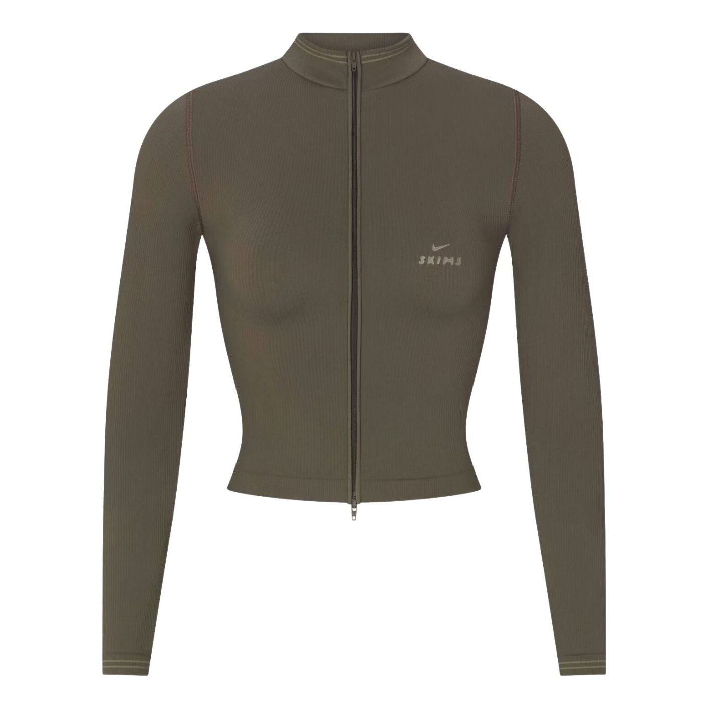 (WMNS) Nike x SKIMS Ribbed Seamless Zip Up Crop Jacket 'Dusty Oakmoss' TPLSL11145W-DOD
