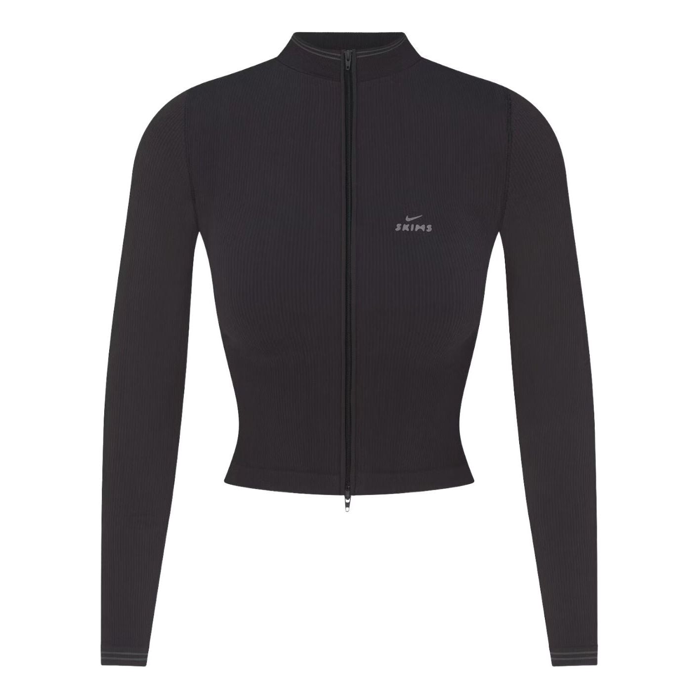 (WMNS) Nike x SKIMS Ribbed Seamless Zip Up Crop Jacket 'Obsidian' TPLSL11145W-OAR