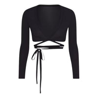 (WMNS) Nike x SKIMS Weightless Layers Long-Sleeve Wrap Top 'Obsidian' LSLSL9850W-OBD
