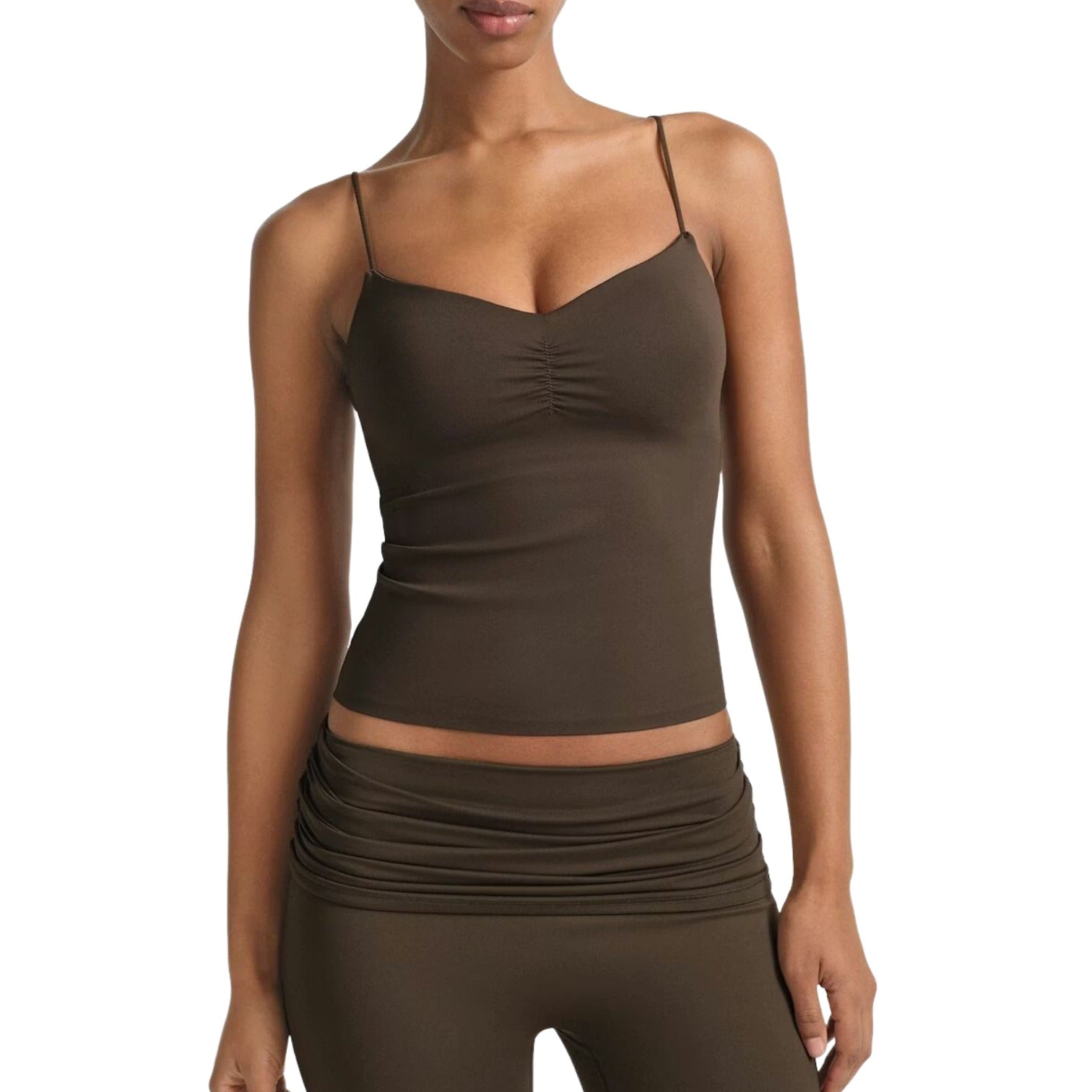 (WMNS) Nike x SKIMS Matte Shirred Front Tank 'Dark Sepia' SLSLS9691W-DSP