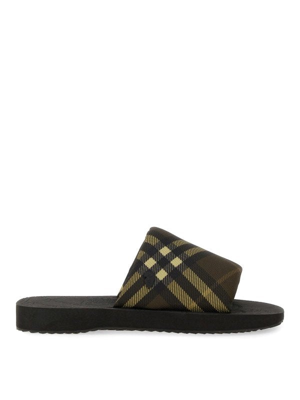 Burberry Checkered Trek Slides In Grain