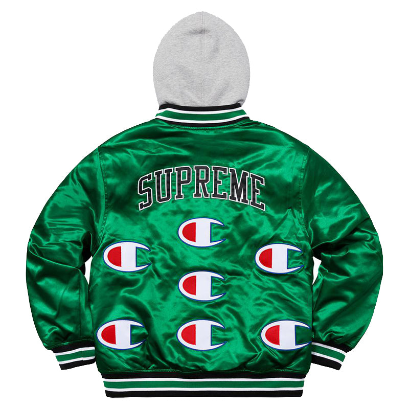 Supreme Champion Hooded Satin Varsity Jacket SP-FW18J55-GN