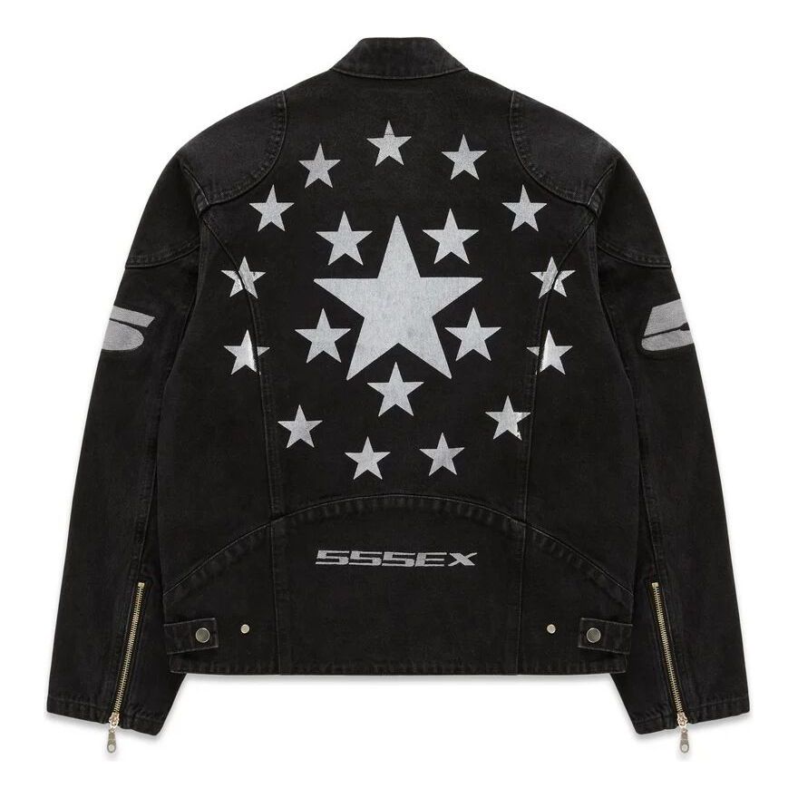 SP5DER Motorsport Denim Jacket 'Black' JA010FW25BLK