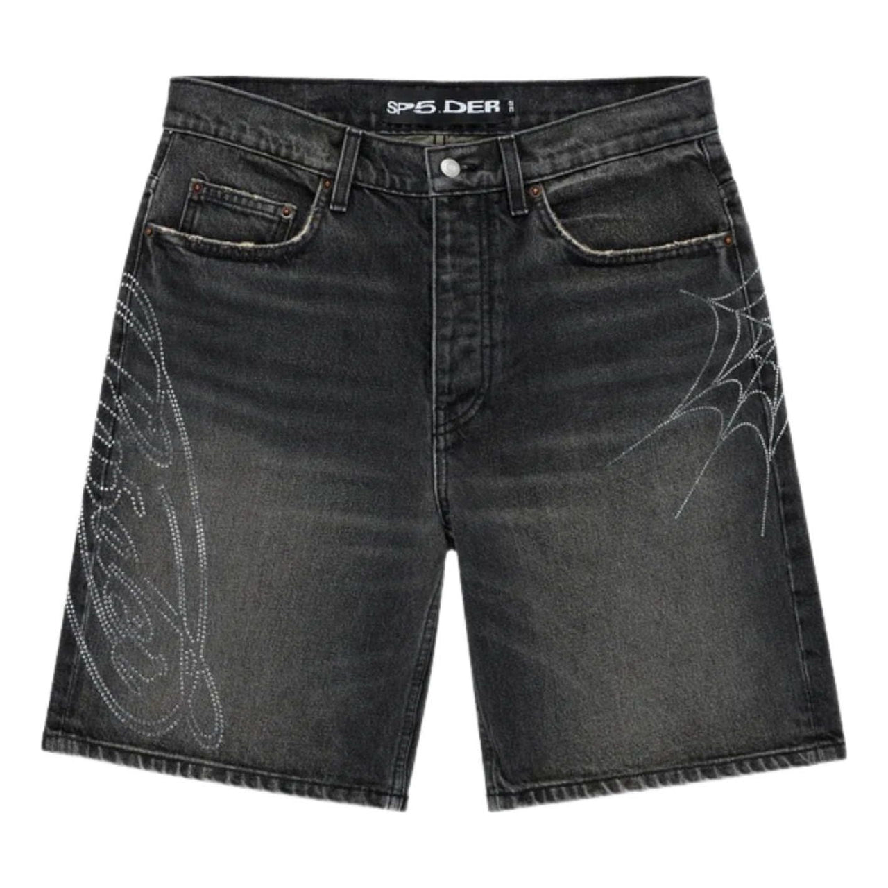 SP5DER Script Web Denim Short 'Black Wash' SH019SS26BLK