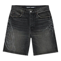 SP5DER Script Web Denim Short 'Black Wash' SH019SS26BLK
