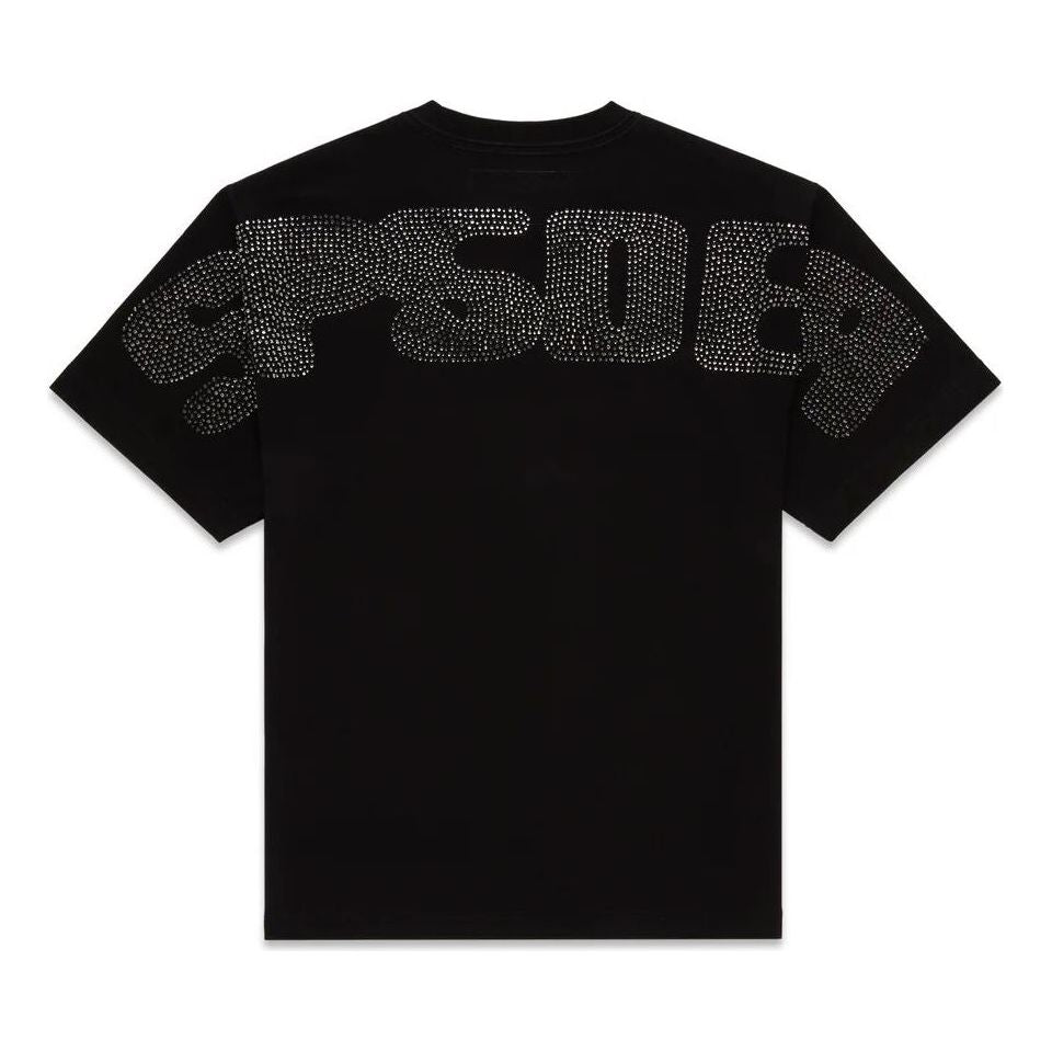 SP5DER Rhinestone Silk T-Shirt 'Black' TE040FW25BLK