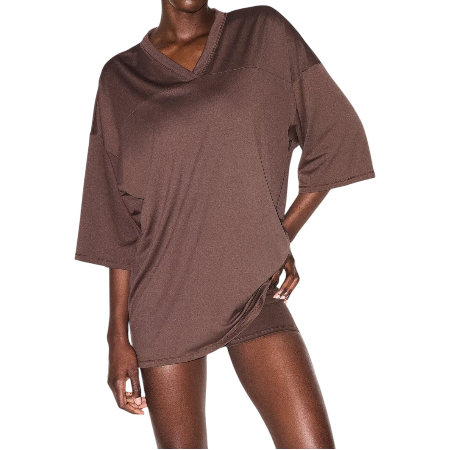 (WMNS) Nike x SKIMS Airy Oversized V-Neck T-Shirt 'Dark Sepia' SSSSL8629W-DSP