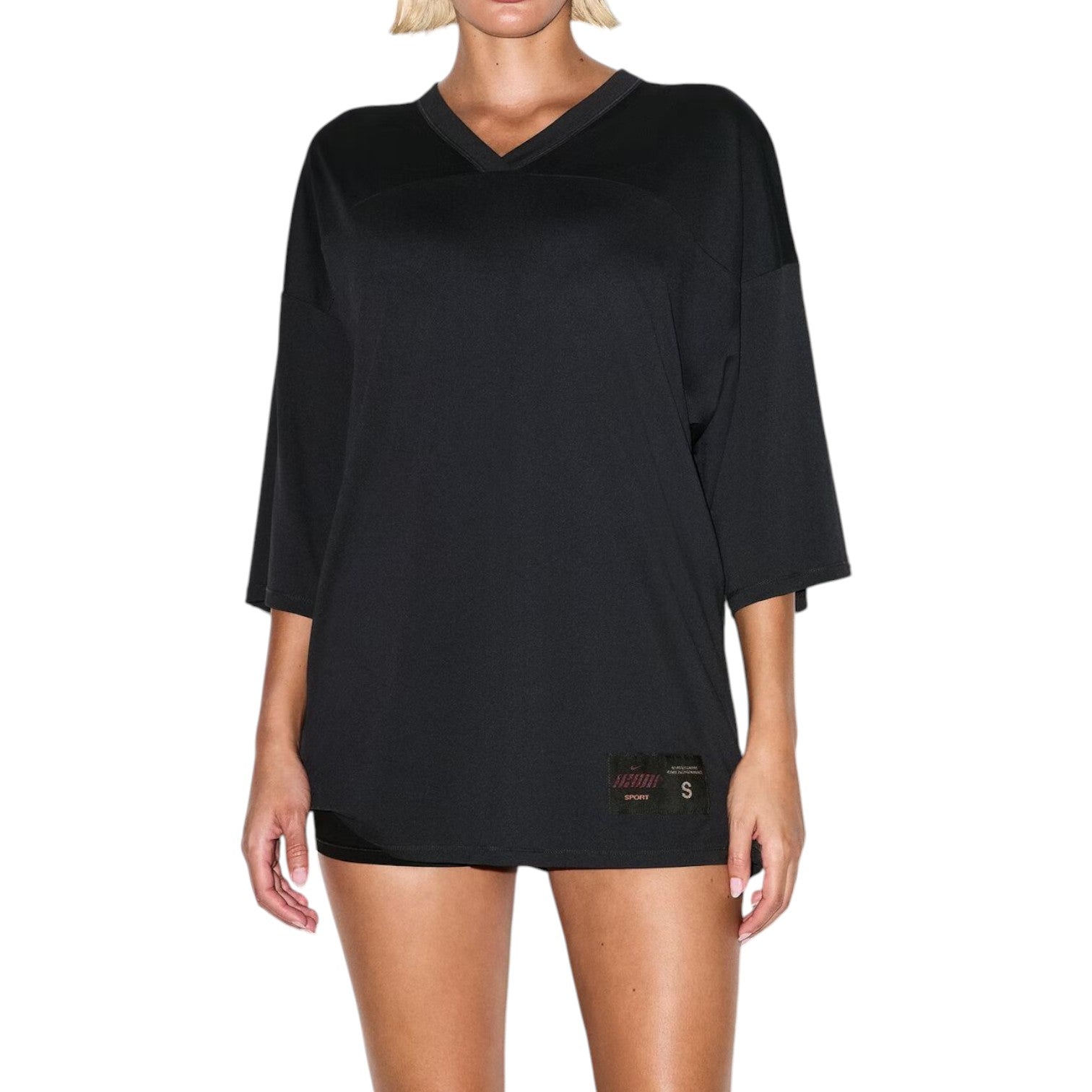 (WMNS) Nike x SKIMS Airy Oversized V-Neck T-Shirt 'Obsidian' SSSSL8629W-OBD