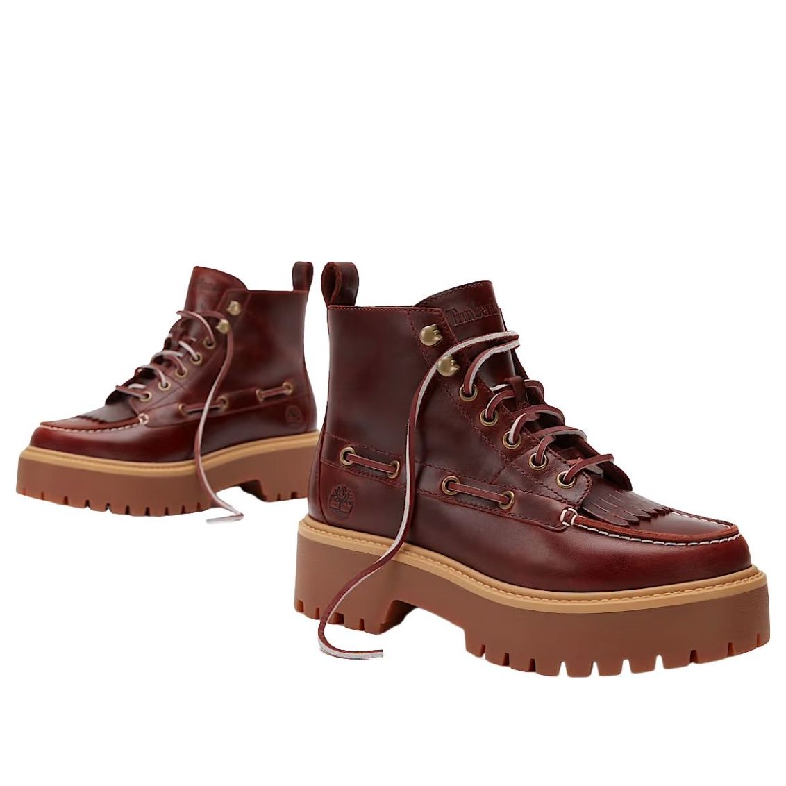 (WMNS) Timberland Stone Street Platform Kiltie Boot 'Root Beer Full Grain' TB0A27YZEIW1