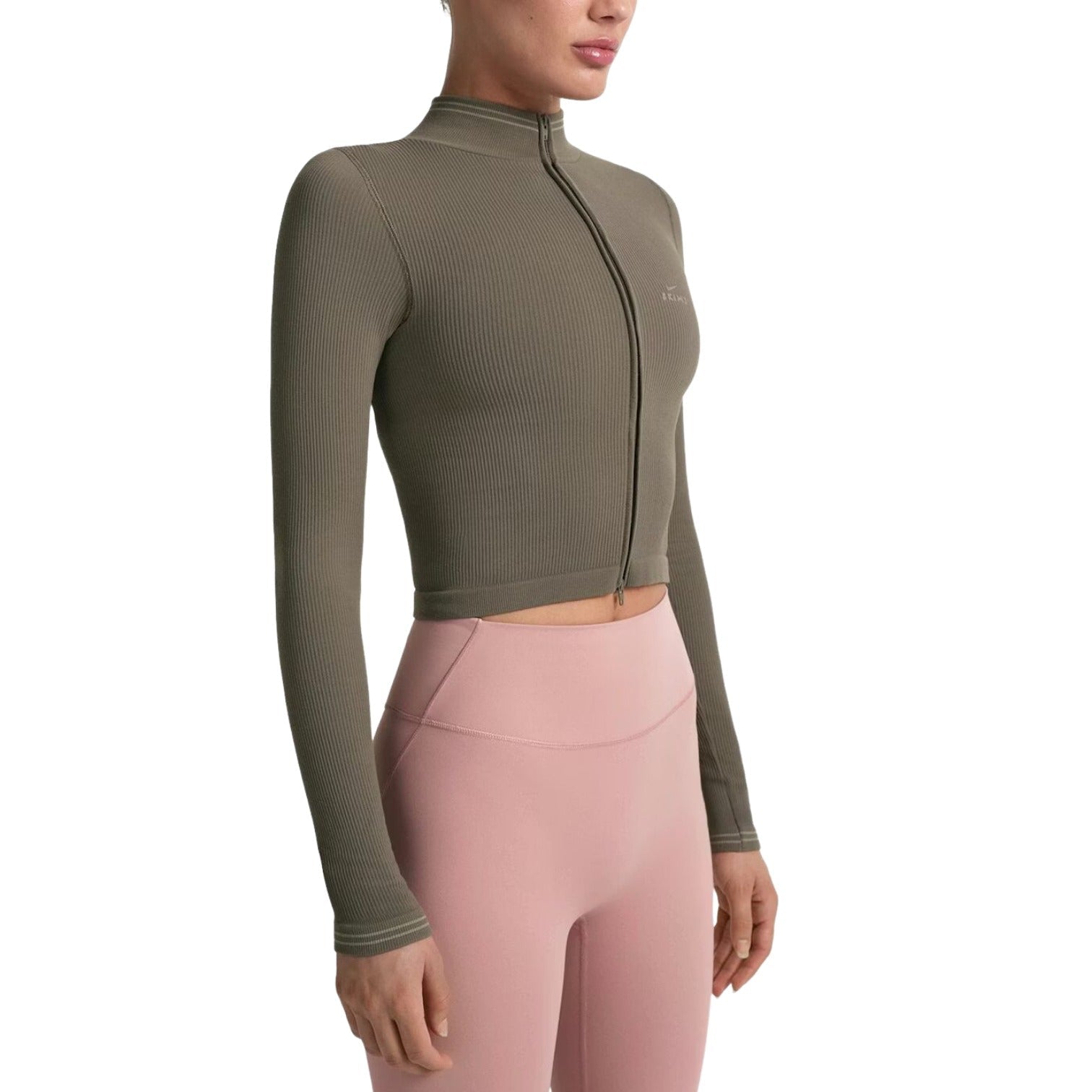 (WMNS) Nike x SKIMS Ribbed Seamless Zip Up Crop Jacket 'Dusty Oakmoss' TPLSL11145W-DOD