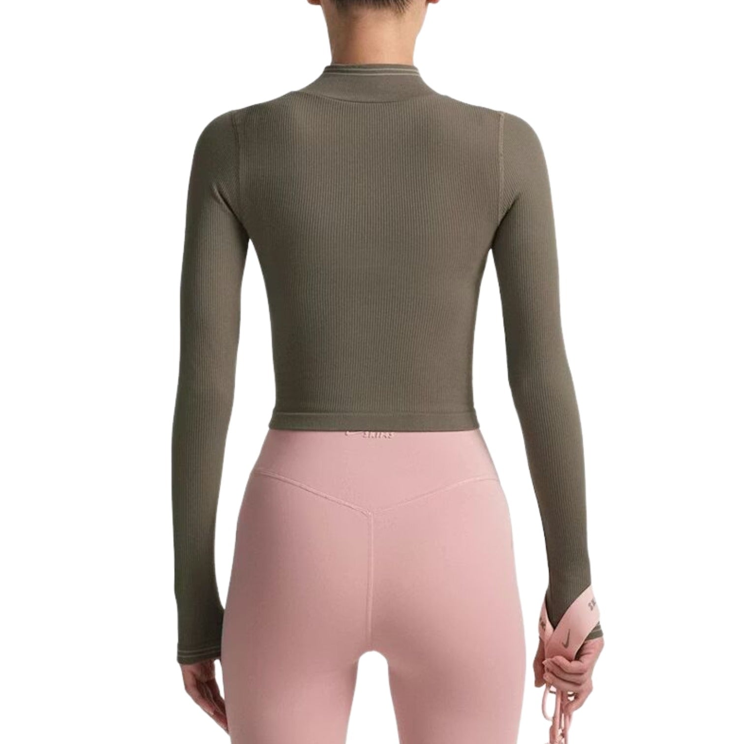 (WMNS) Nike x SKIMS Ribbed Seamless Zip Up Crop Jacket 'Dusty Oakmoss' TPLSL11145W-DOD