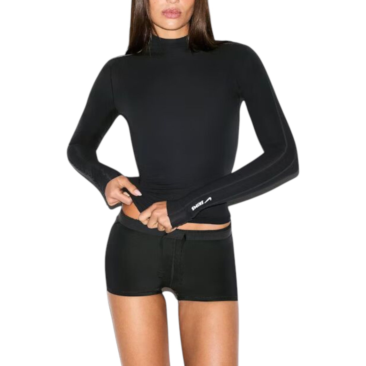 (WMNS) Nike x SKIMS Weightless Layers Mock-Neck Long-Sleeve Top 'Obsidian' TPLST6052W-OBD
