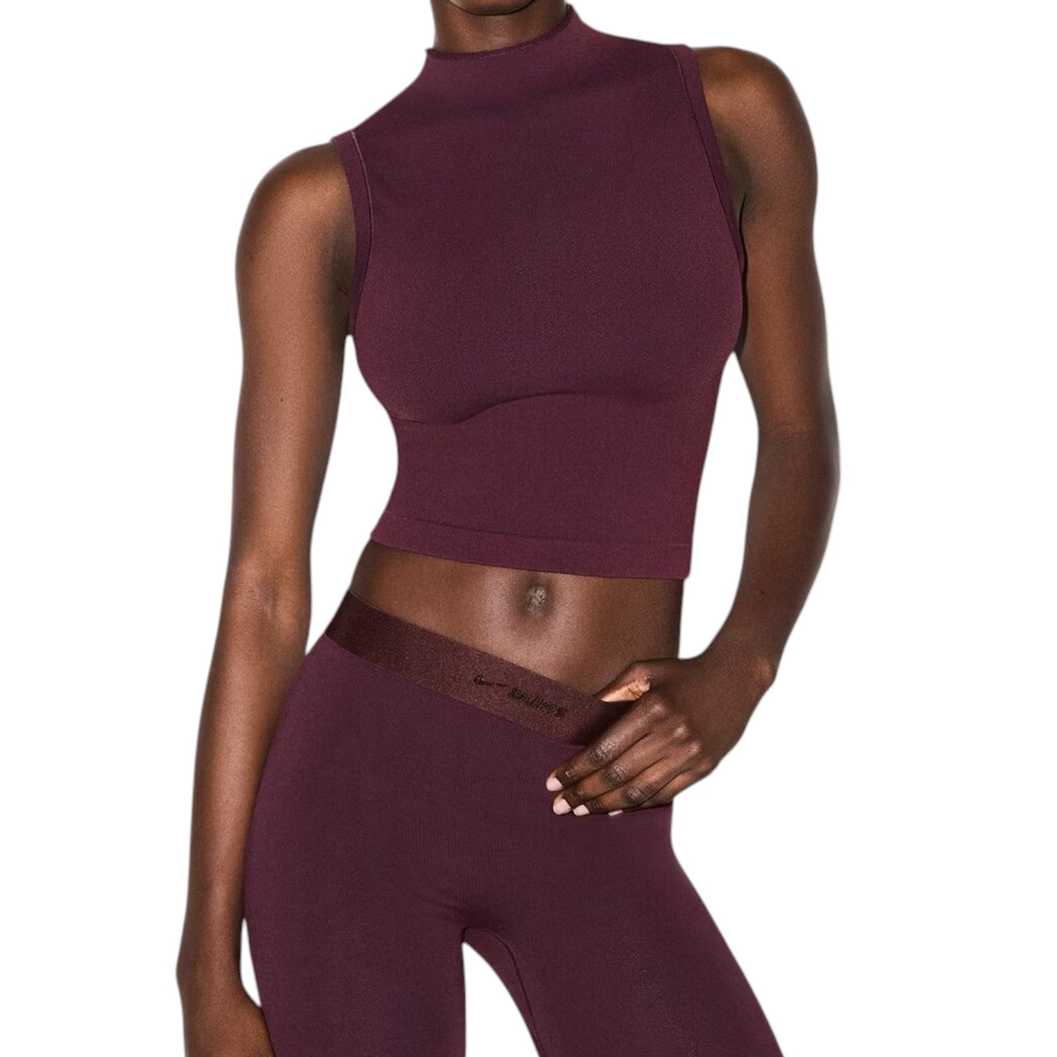 (WMNS) Nike x SKIMS Vintage Seamless Mock-Neck Long-Line Bra 'Currant' TPTNK2954-CUR