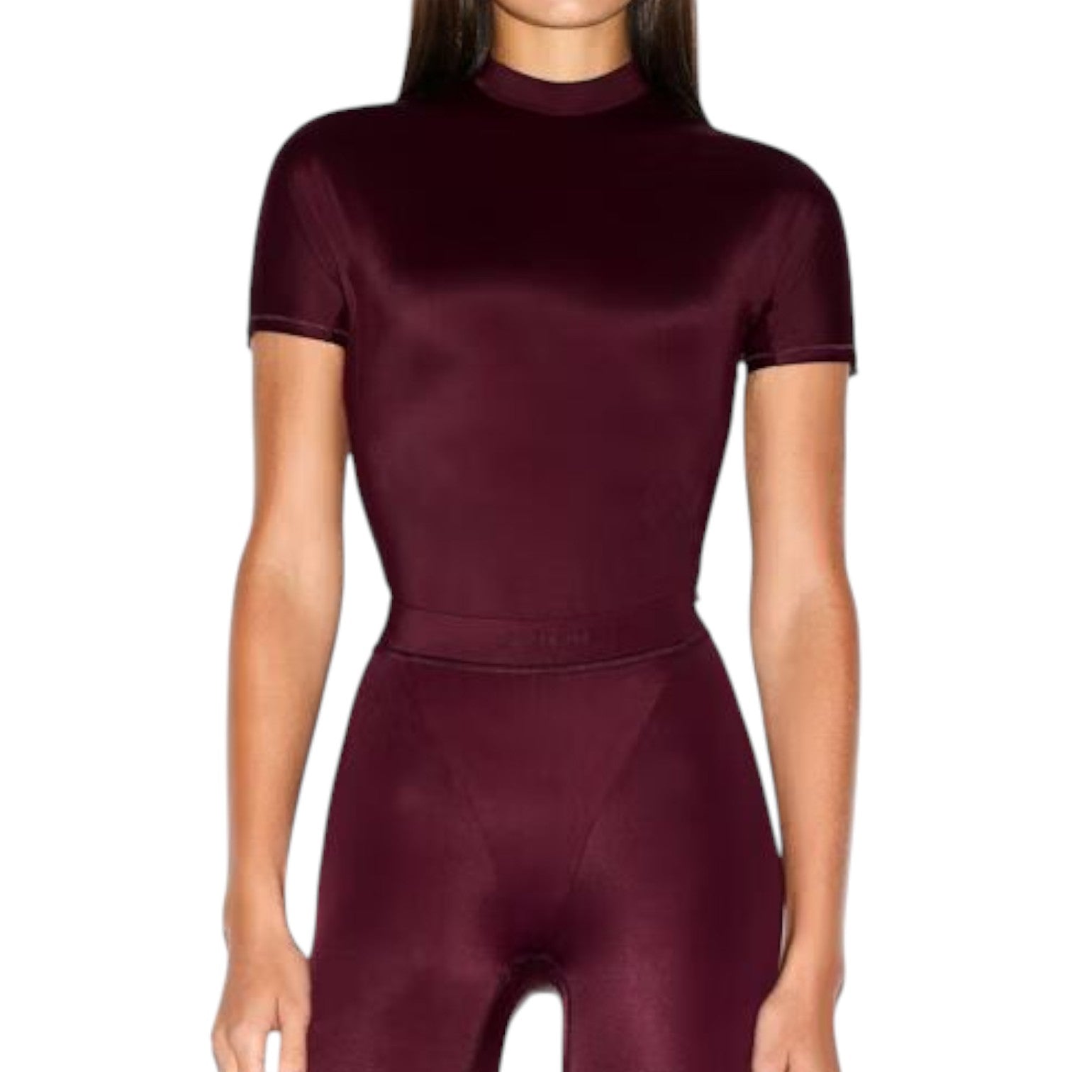 (WMNS) Nike x SKIMS Shine Mock-Neck Short-Sleeve Top 'Currant' TPTSH2714-CUR