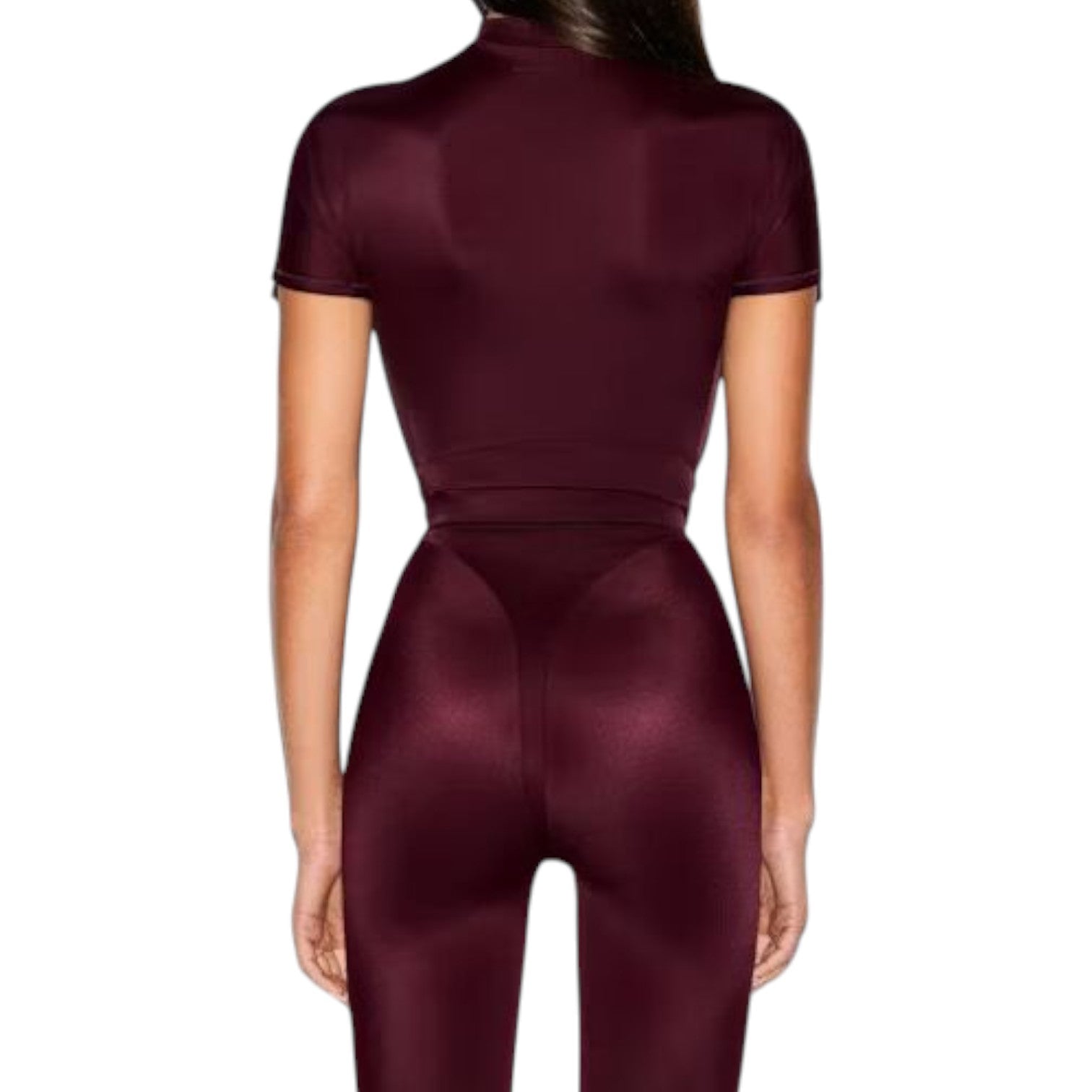 (WMNS) Nike x SKIMS Shine Mock-Neck Short-Sleeve Top 'Currant' TPTSH2714-CUR
