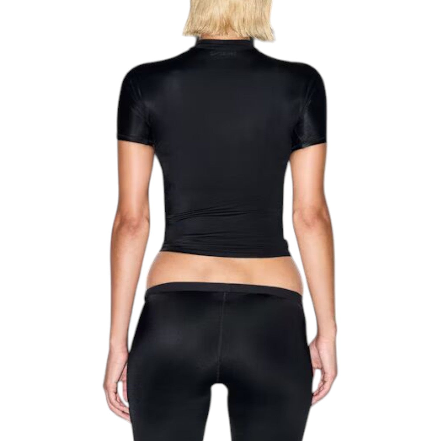 (WMNS) Nike x SKIMS Shine Mock-Neck Short-Sleeve Top 'Obsidian' TPTSH2714-OBD