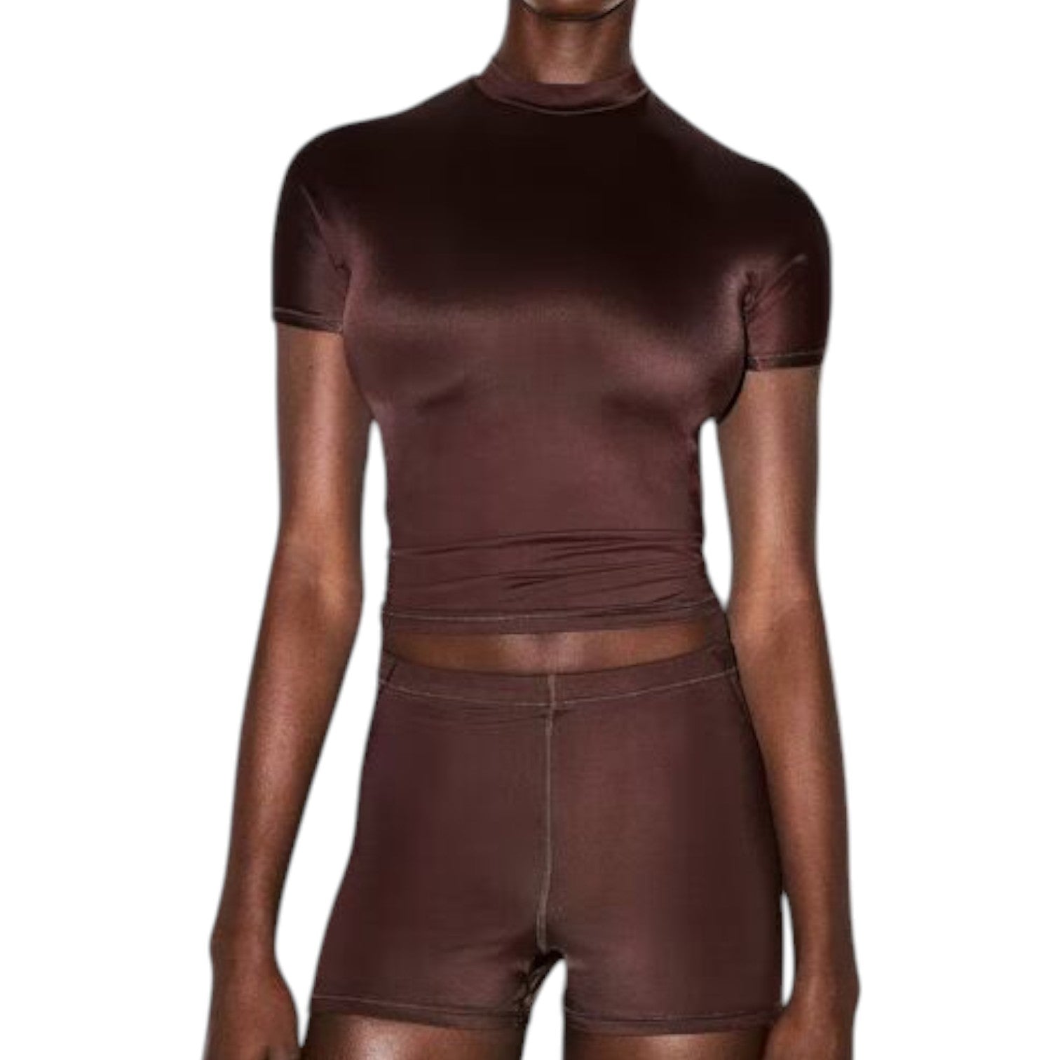 (WMNS) Nike x SKIMS Shine Mock-Neck Short-Sleeve Top 'Phoenix' TPTSH2714-PHO