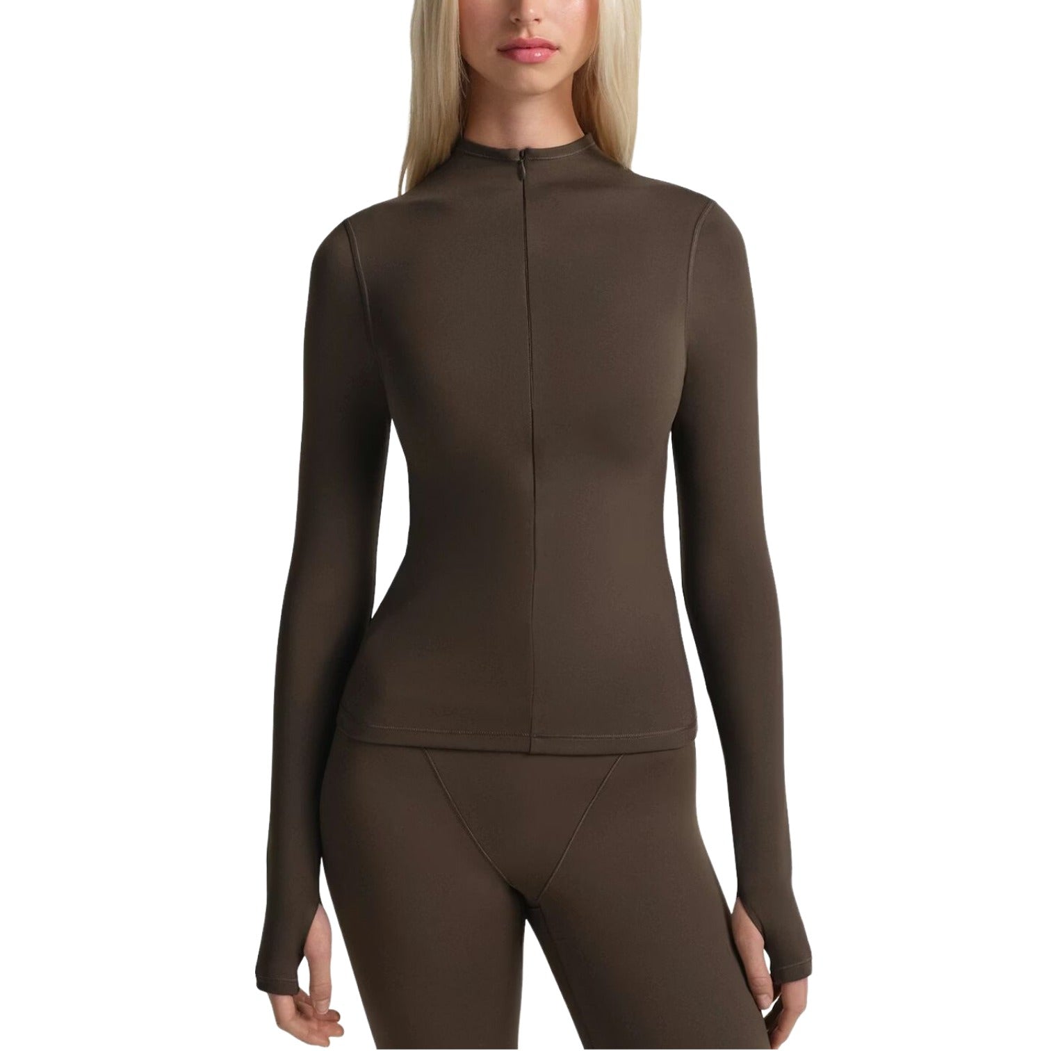 (WMNS) Nike x SKIMS Matte Zip Front Top 'Dark Sepia' TPZUP6797W-DSP