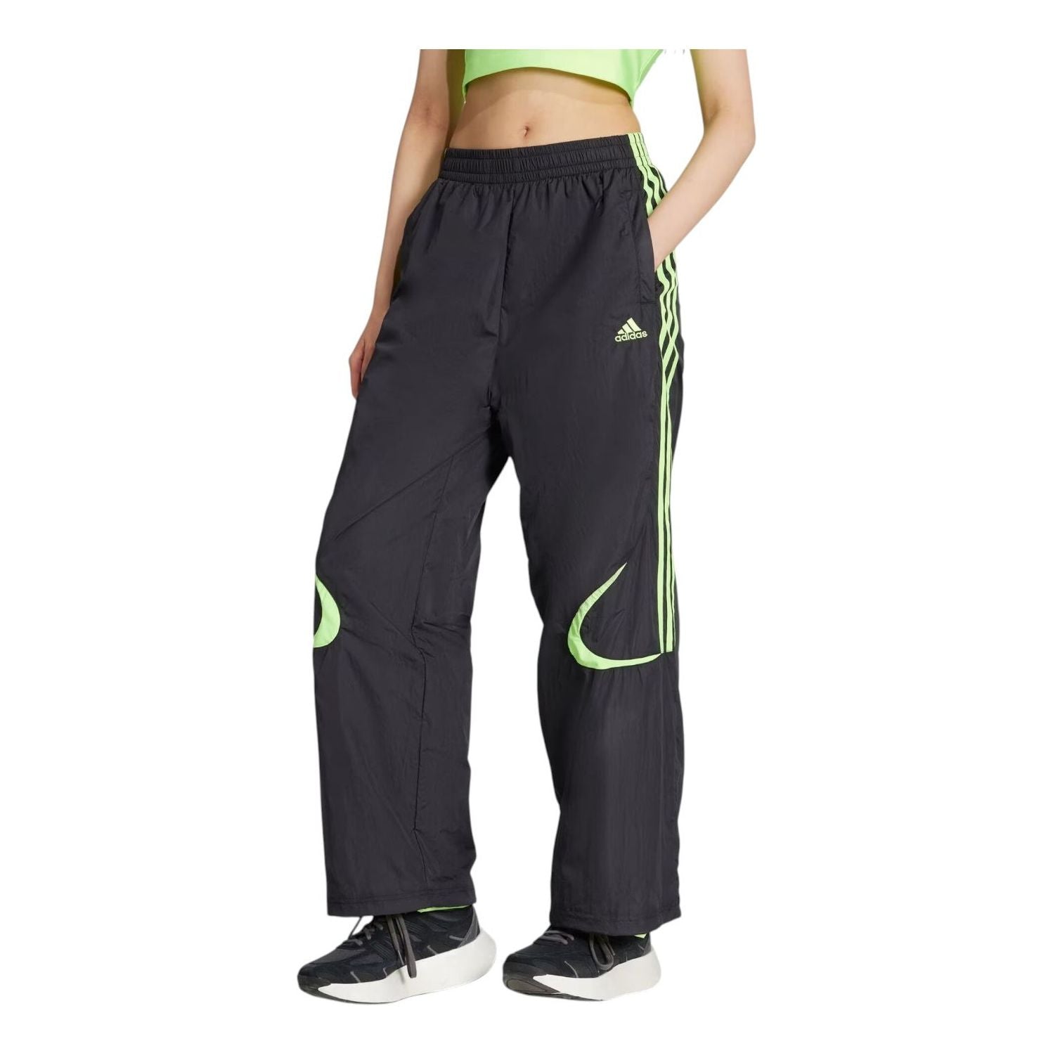 (WMNS) adidas Teamgeist Oversized Track Pants 'Black Signal Green' JZ8258
