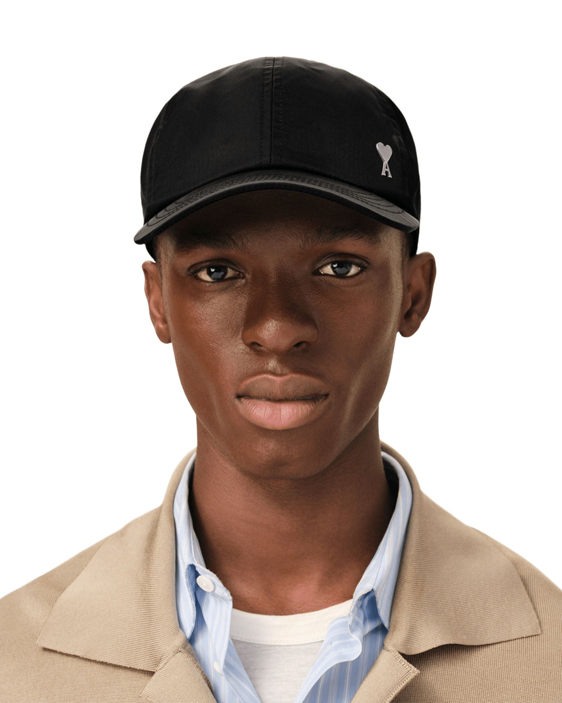 AMI SS26 Nylon Ami De Coeur Stud Cap 'Black' UCP268-PA0037-001