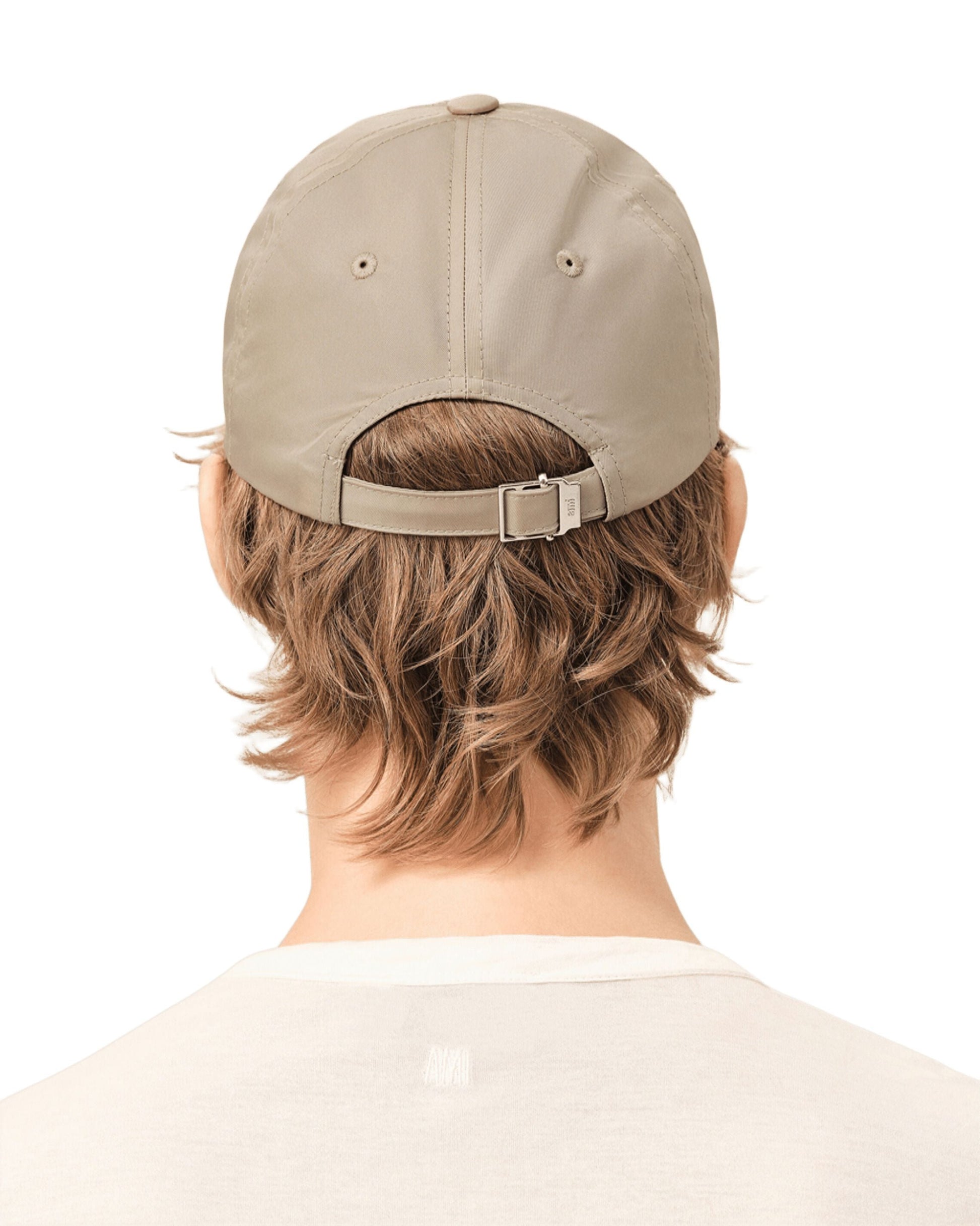 AMI SS26 Beige Nylon Ami De Coeur Stud Cap 'Taupe Beige' UCP268-PA0037-A036
