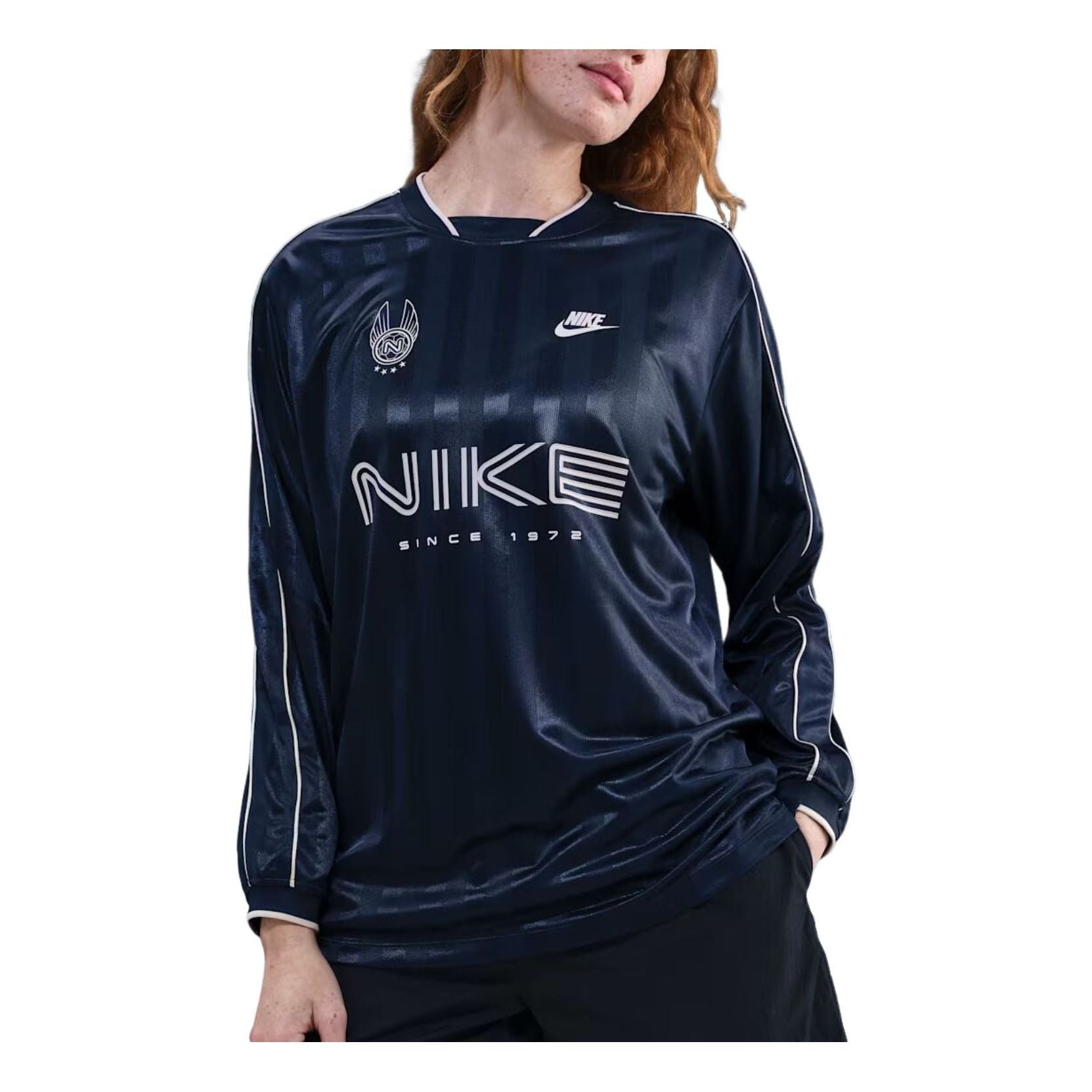 (WMNS) Nike Sportswear Long-Sleeve Jersey 'Midnight Navy Silt Red' IM7452-410