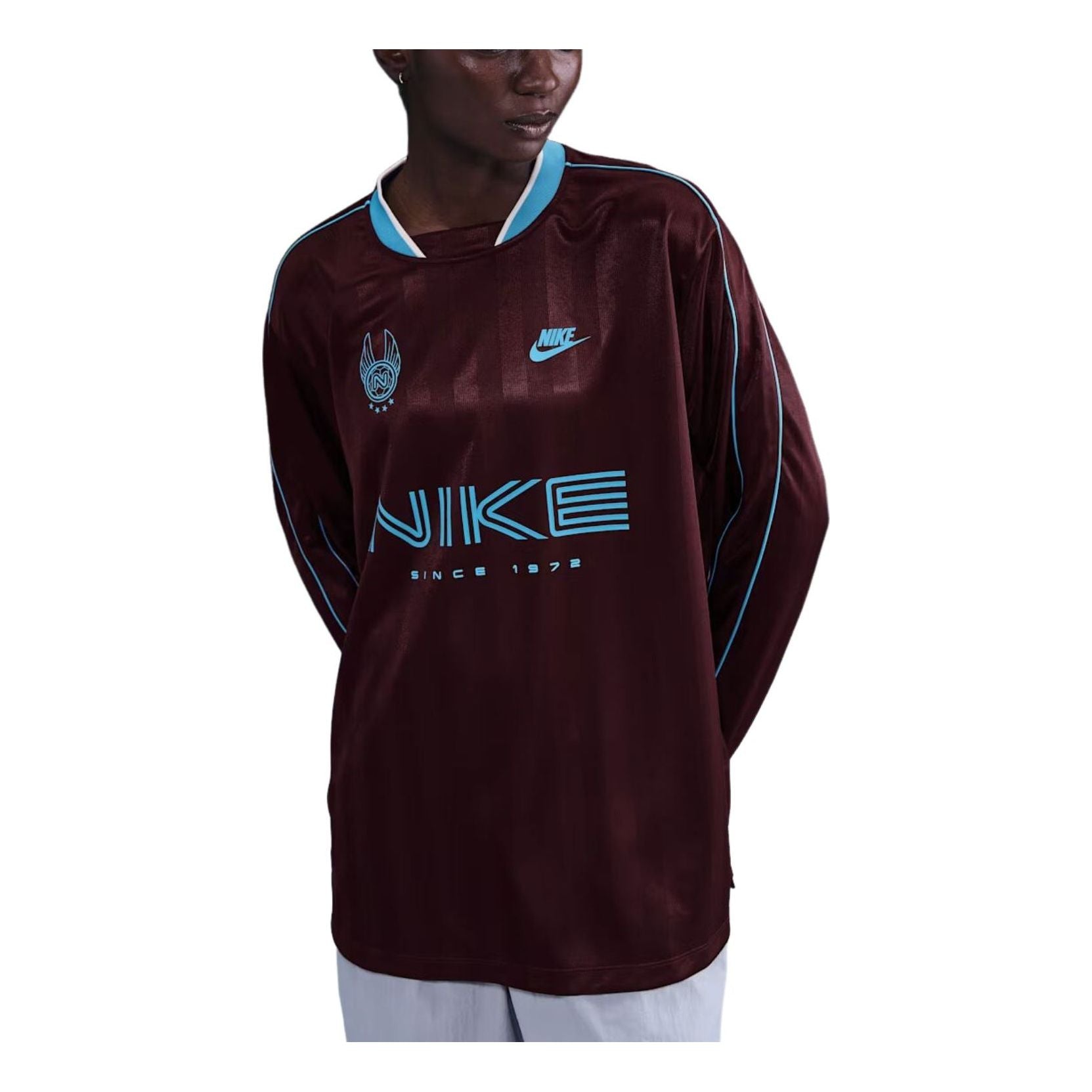(WMNS) Nike Sportswear Long-Sleeve Jersey 'Burgundy Crush Baltic Blue' IM7452-652