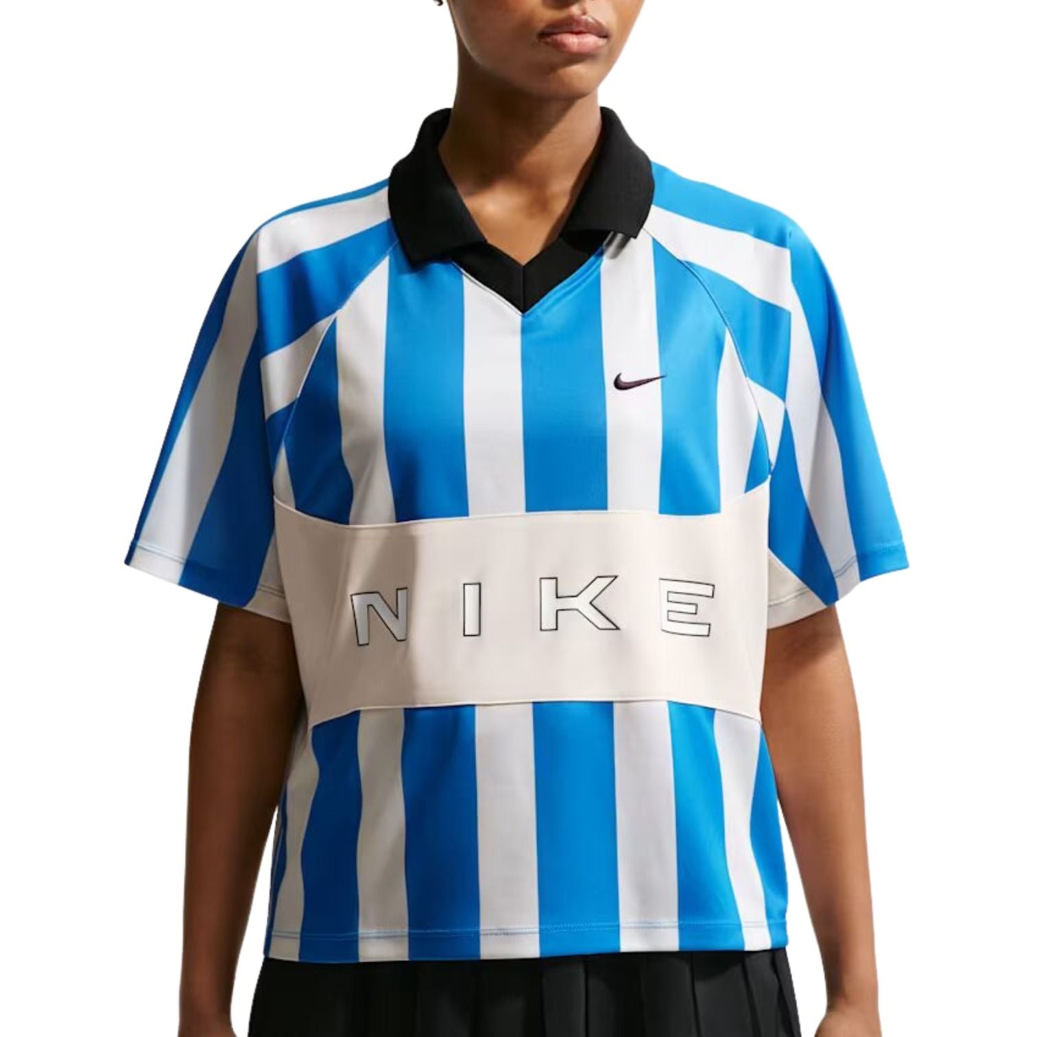(WMNS) Nike NSW Street Oversized SS Stripe Jersey 'Chalk Lt Photo Blue' IO0913-435