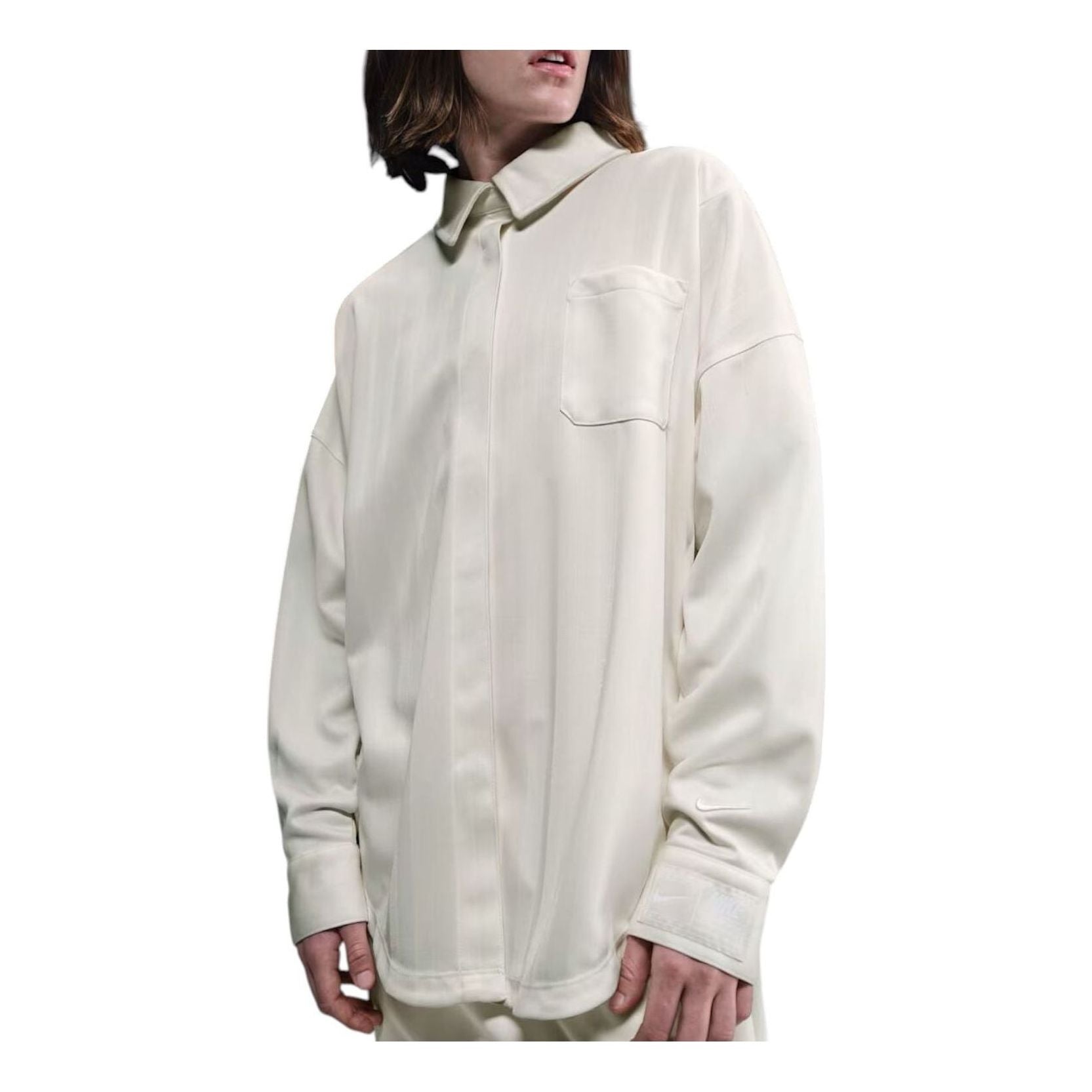 (WMNS) Nike Oversized Jacquard Striped Button-Down Shirt 'Pale Ivory Sail' HV1956-110