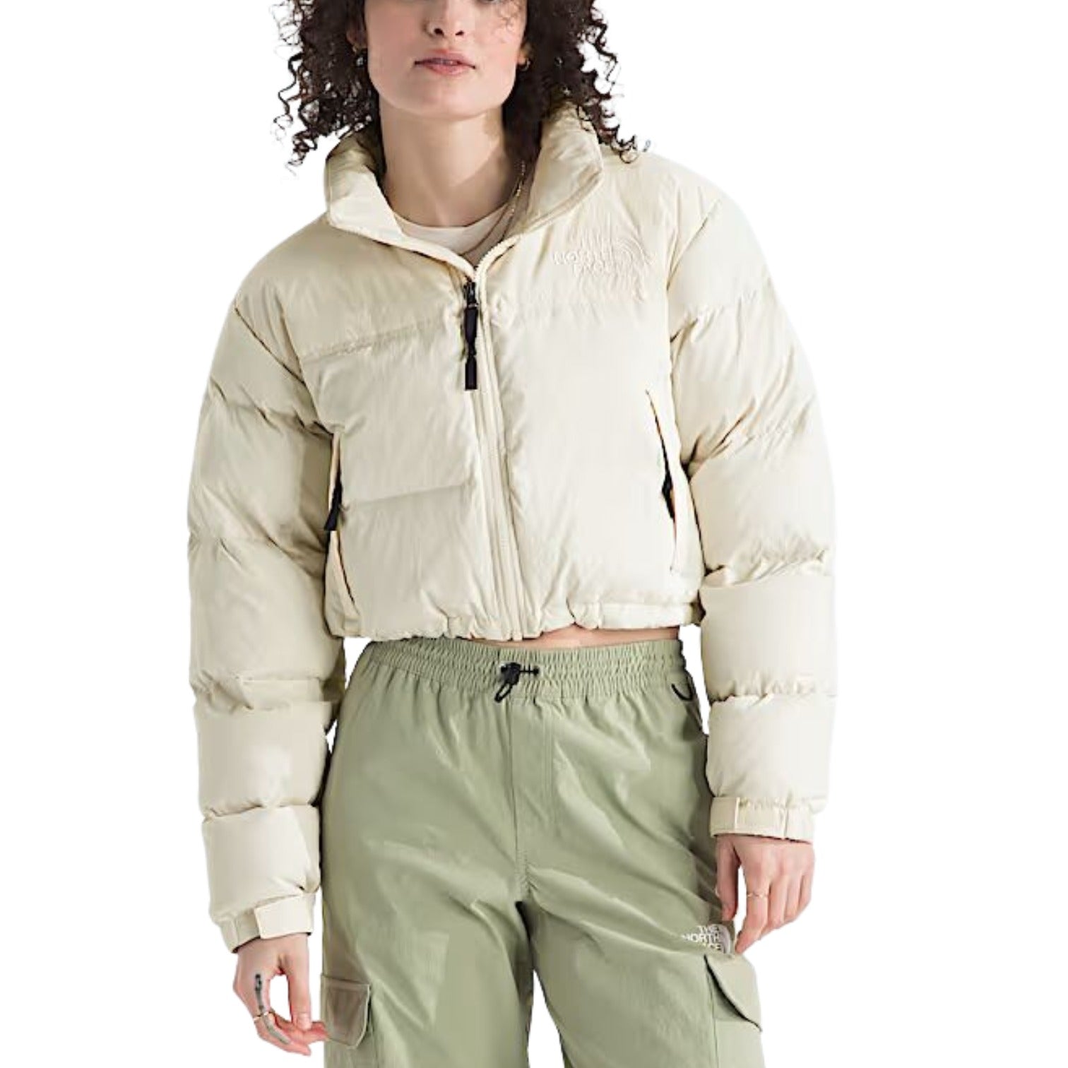 (WMNS) WMNS The North Face Nuptse Short DTM Jacket 'White Dune' NF0A8EFEQLI