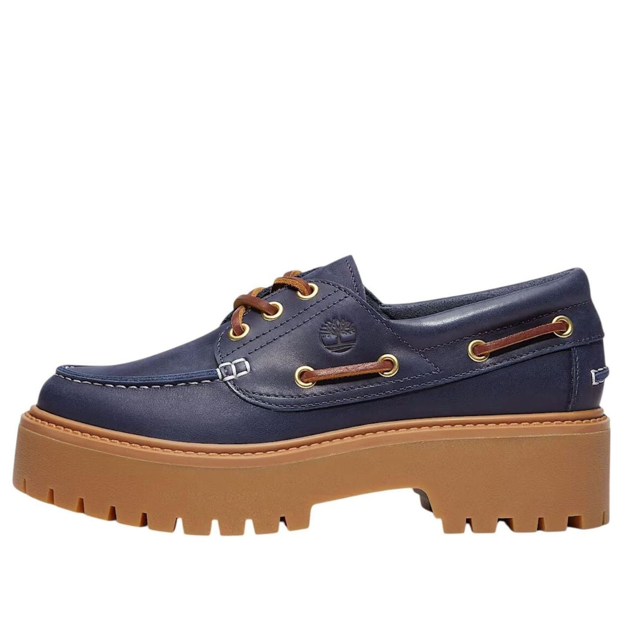 (WMNS) Timberland Stone Street Platform Boat 'Dark Blue Full-Grain' TB0A2GVFEP1